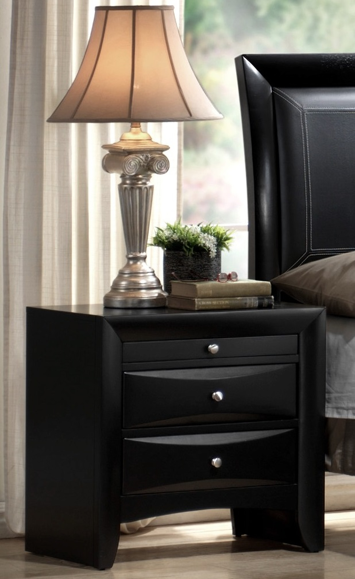 Crown Mark Furniture Emily Captain's Bedroom Set in Black ...