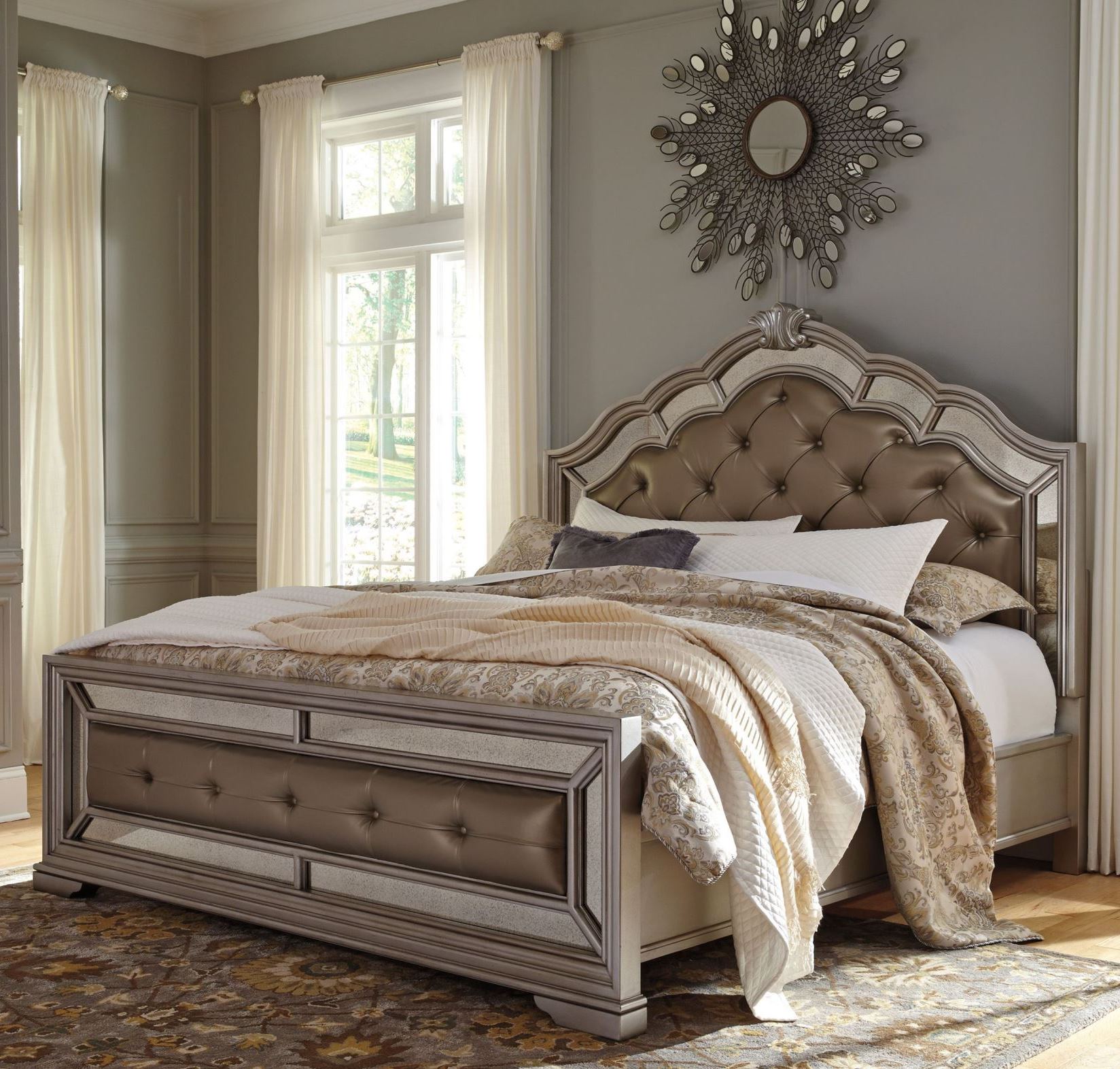 Birlanny Silver Upholstered Panel Bedroom Set