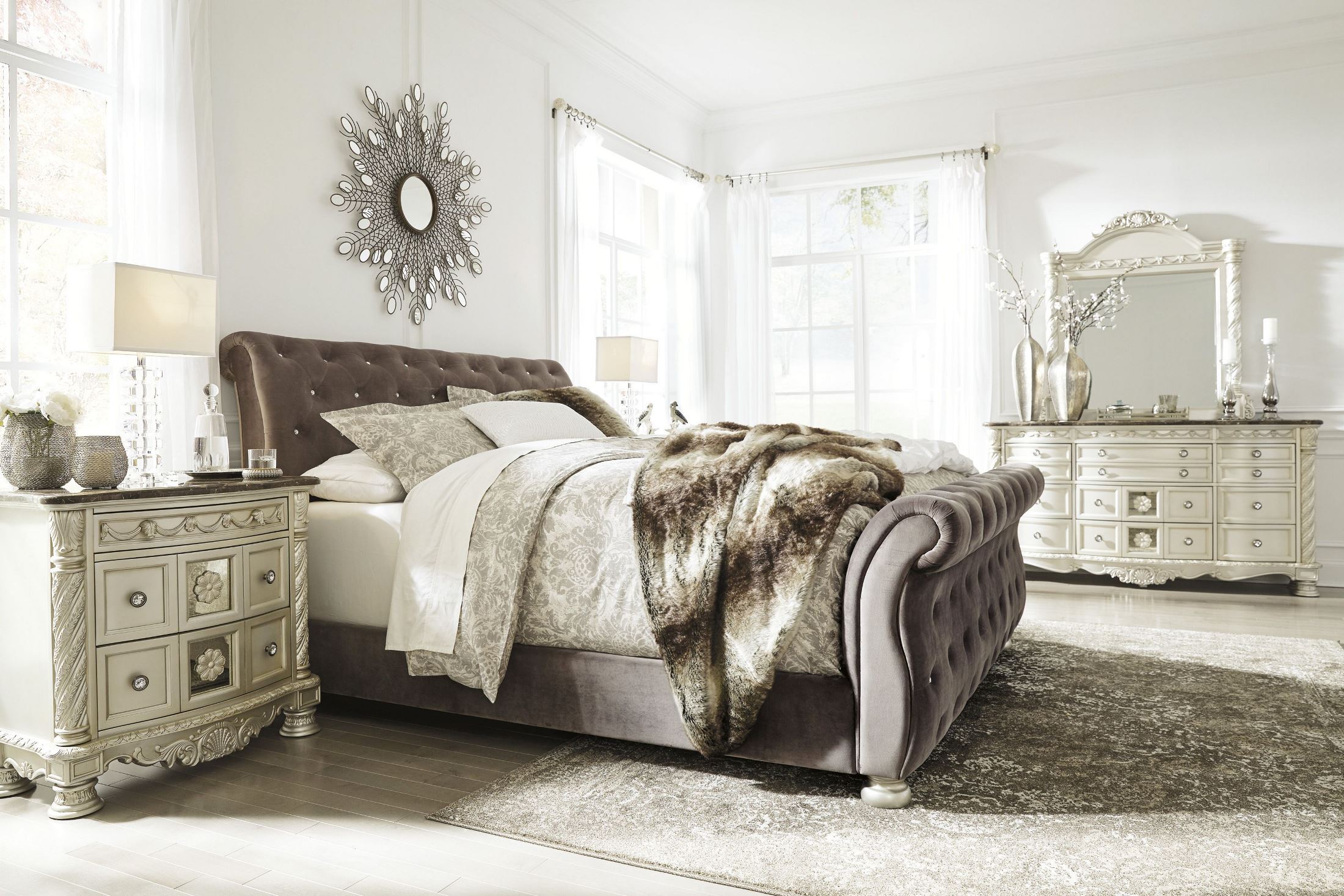 Cassimore North Shore Pearl Silver Upholstered Bedroom Set
