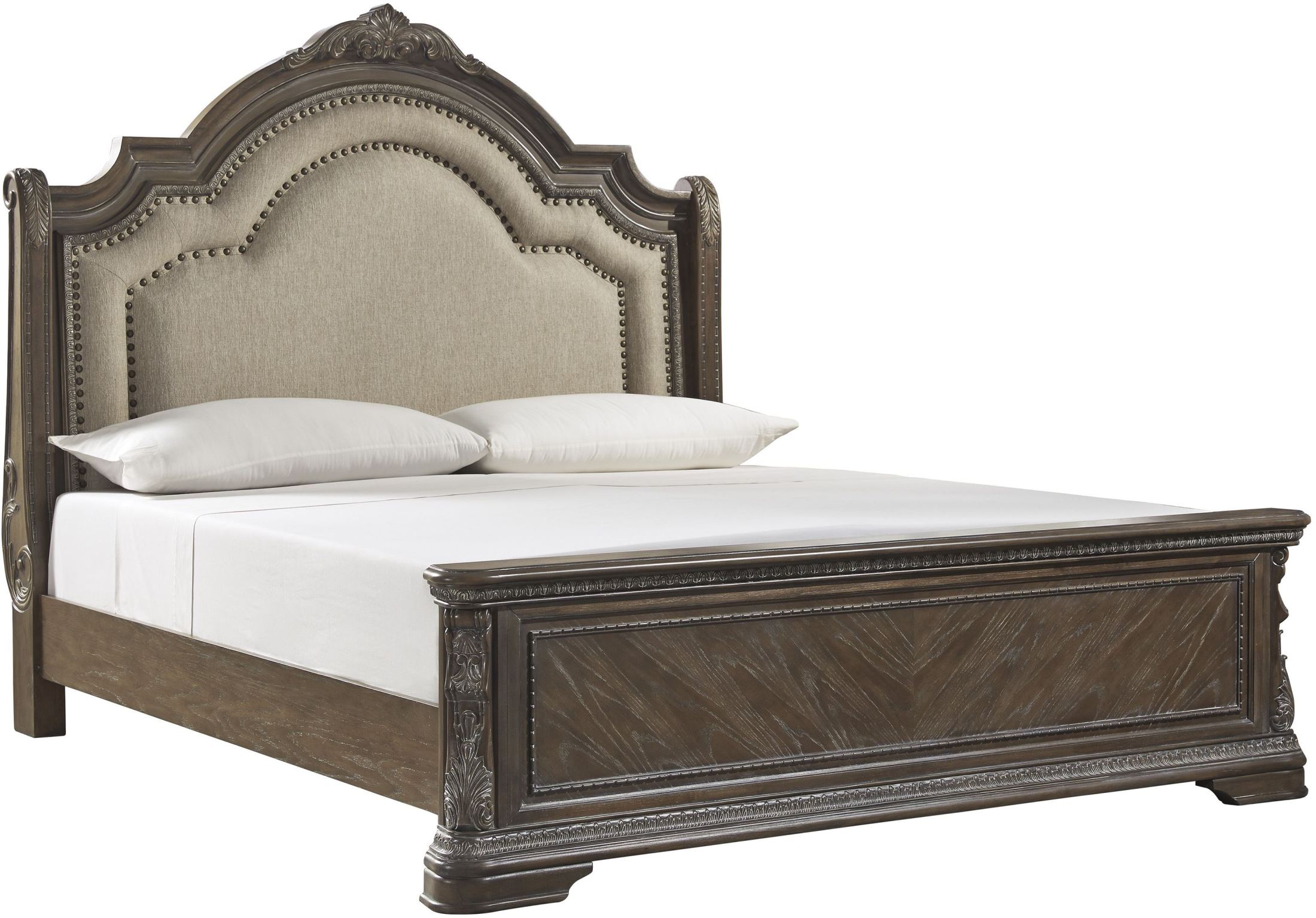 Charmond Brown Upholstered Sleigh Bedroom Set - 1StopBedrooms.