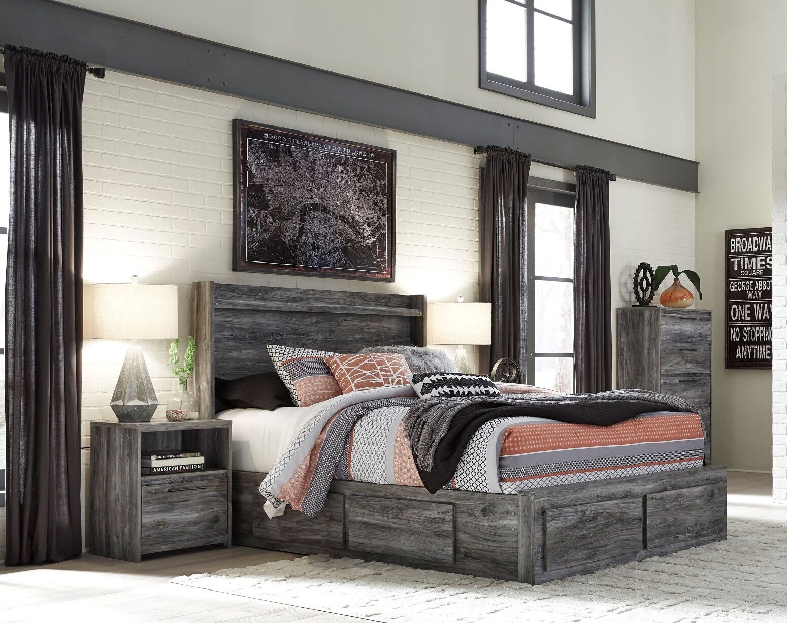 Baystorm Gray Platform Storage Bedroom Set