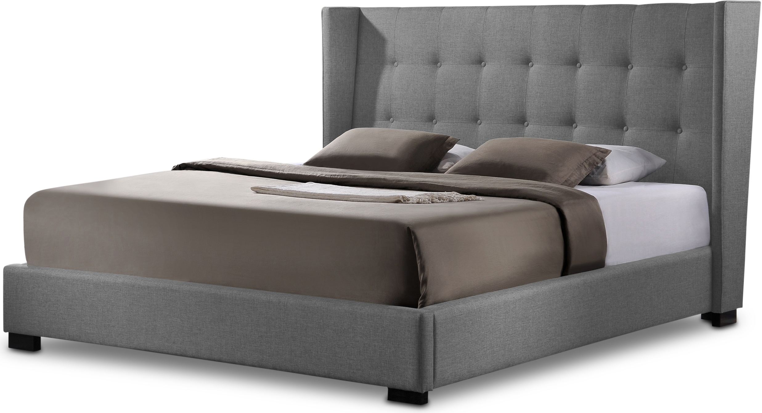 Baxton Studio Favela Gray Linen Modern Bed With Upholstered Headboard King Size 1stopbedrooms