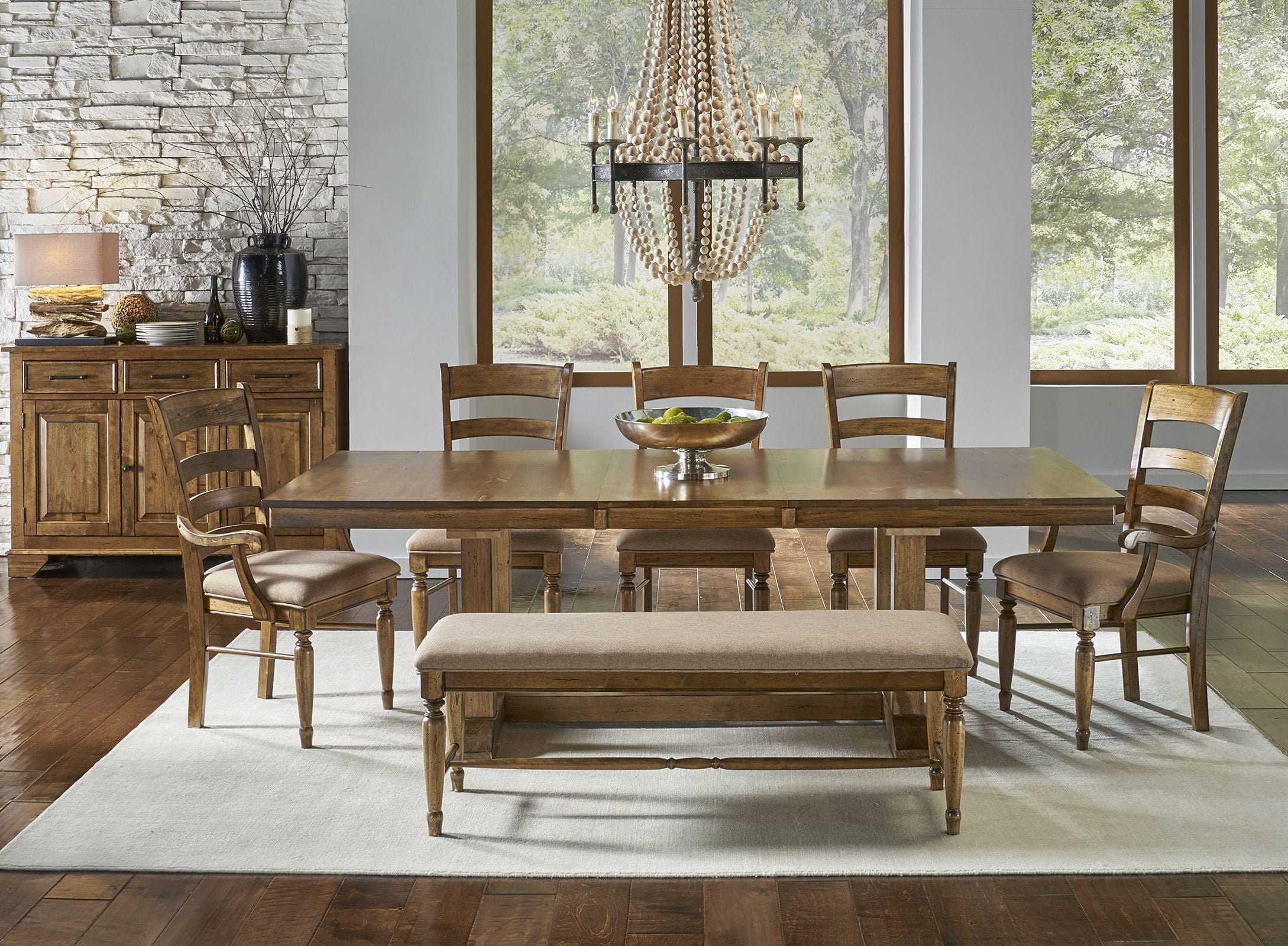 Bennett Smoky Quartz Extendable Rectangular Trestle Dining Room