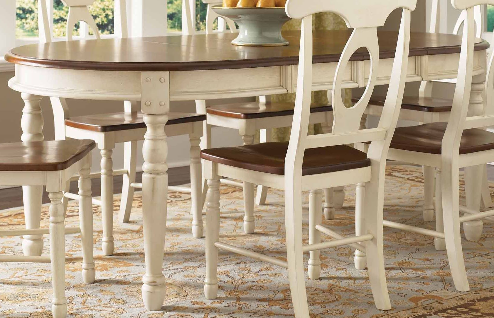 British Isles 76 Merlot Buttermilk Extendable Oval Dining Room