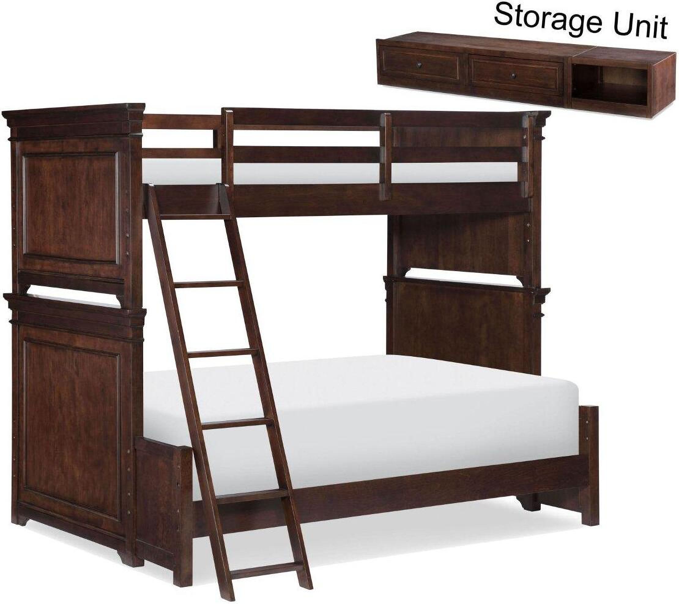 Canterbury Warm Cherry Twin Over Full Bunk Bed With One Side Storage 1stopbedrooms