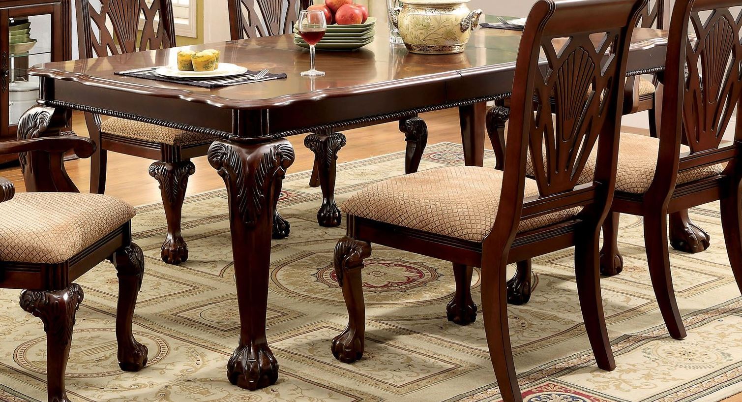 Petersburg I Cherry Rectangular Extendable Leg Dining Room Set