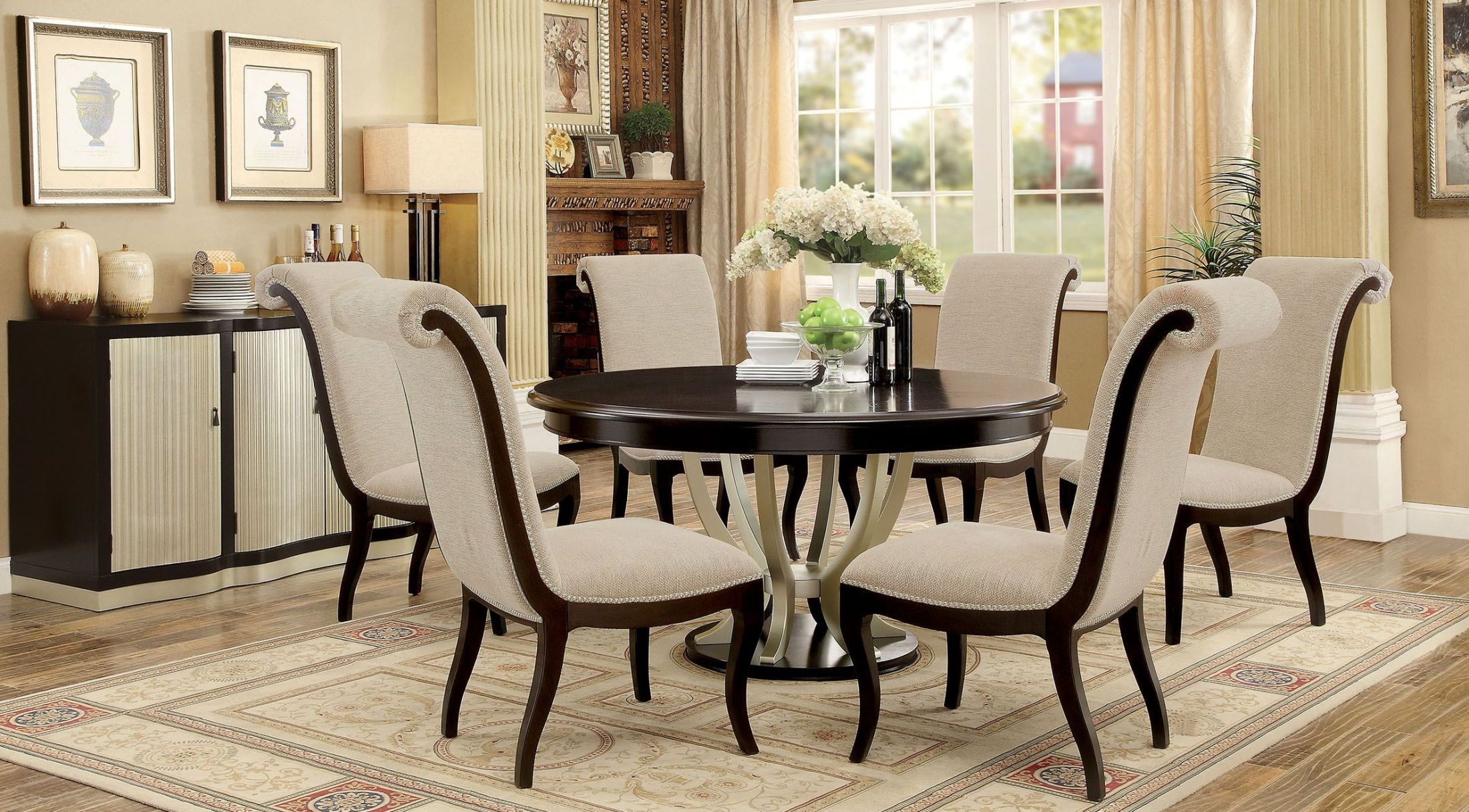 Ornette Espresso Round Dining Room Set 1stopbedrooms