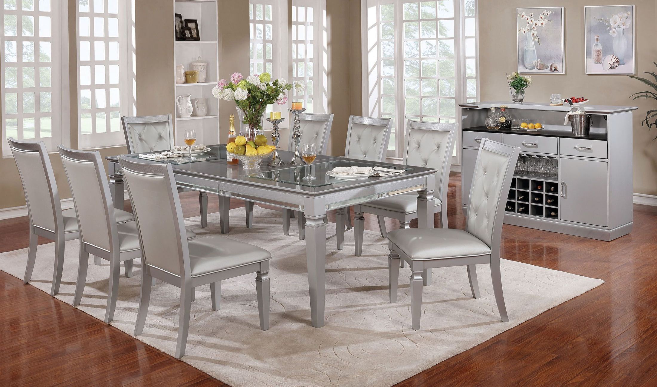 Alena Silver Dining Room Set 1stopbedrooms