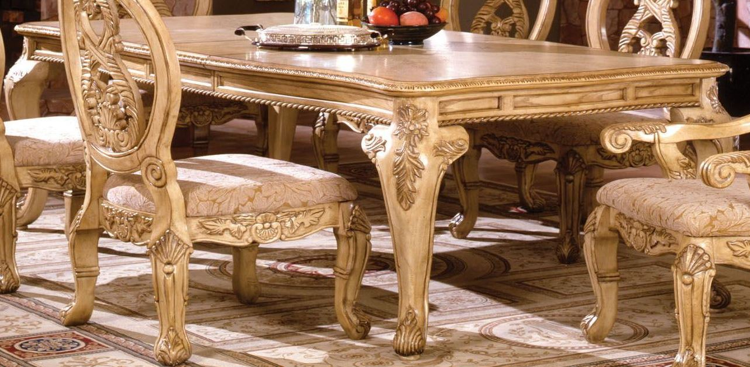 Tuscany Iii Antique White Rectangular Leg Dining Room Set 1stopbedrooms