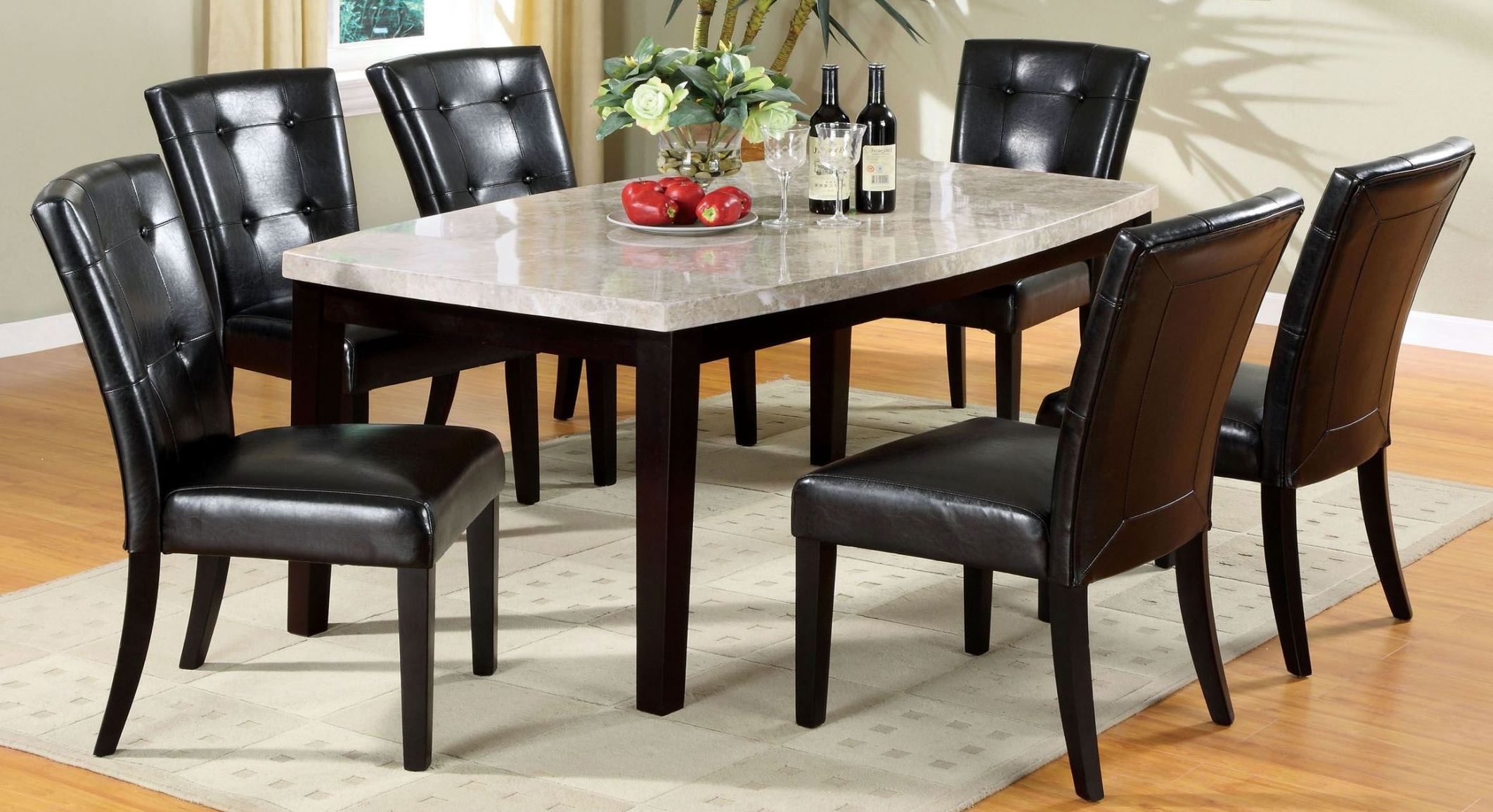 Marion I Marble Top Oval Edge Dining Room Set 1stopbedrooms
