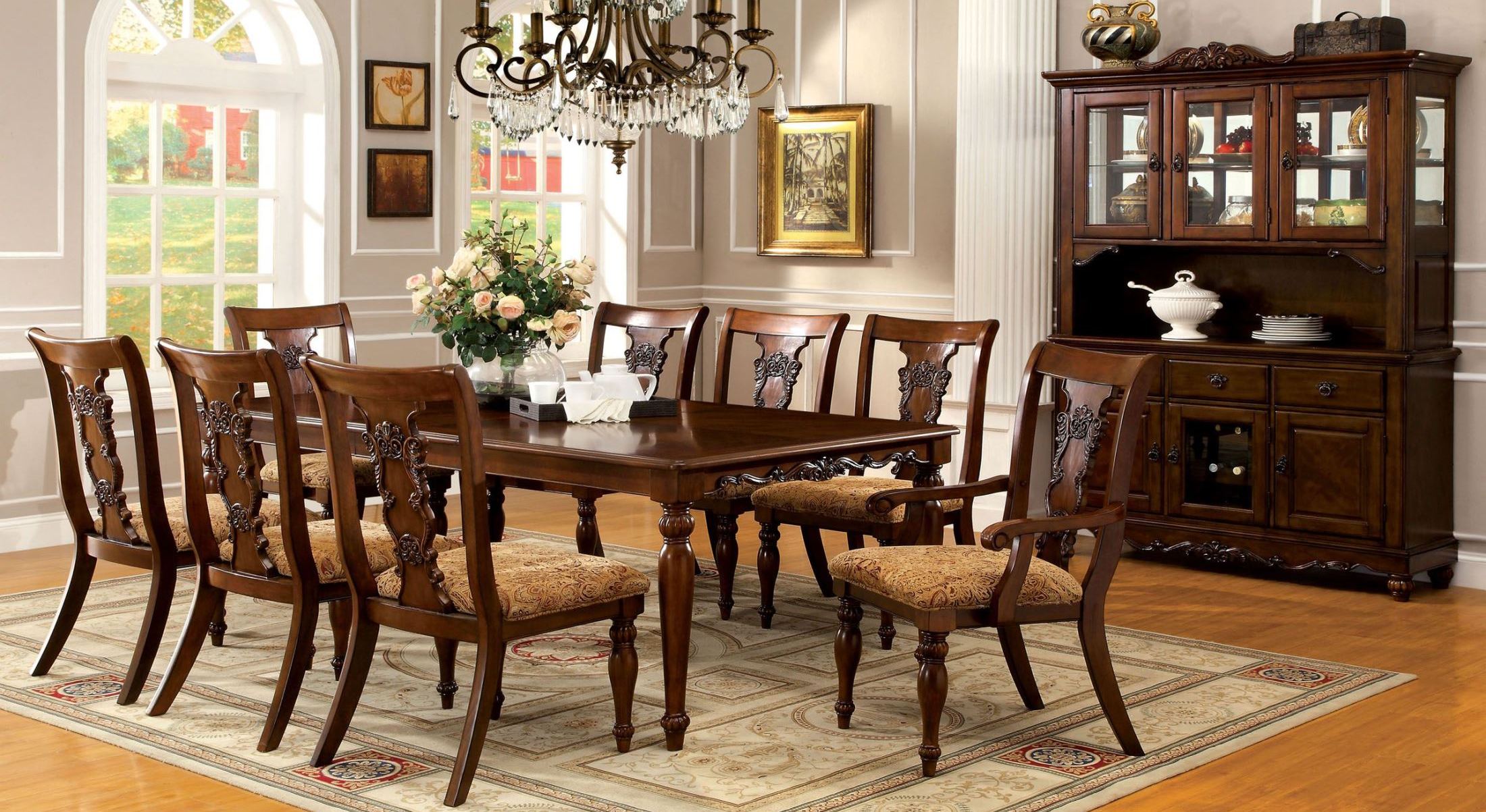 Furniture Of America Seymour Dark Oak Rectangular Extendable Leg Seymour Dark Oak Rectangular Extendable Leg Dining Room Set Main Image