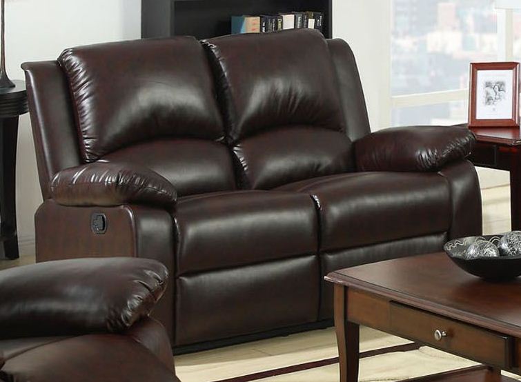 Oxford Rustic Dark Brown Leatherette Reclining Living Room Set