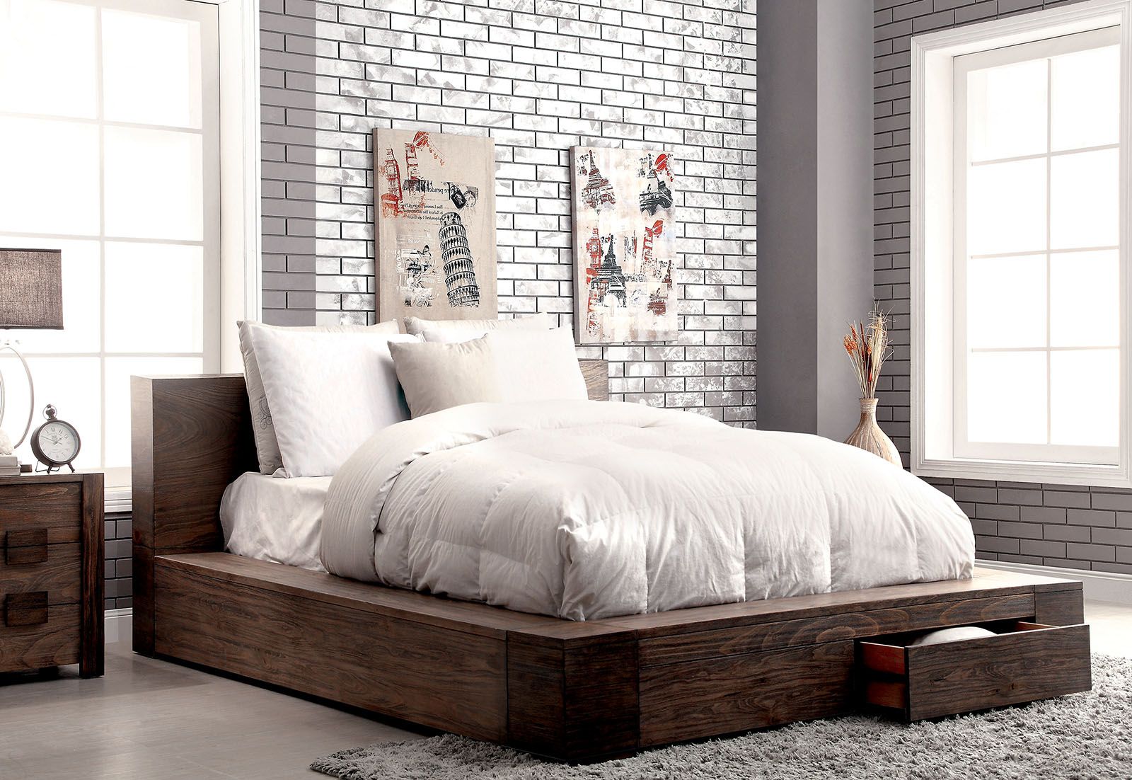 Janeiro Rustic Natural Storage Bedroom Set 1stopbedrooms