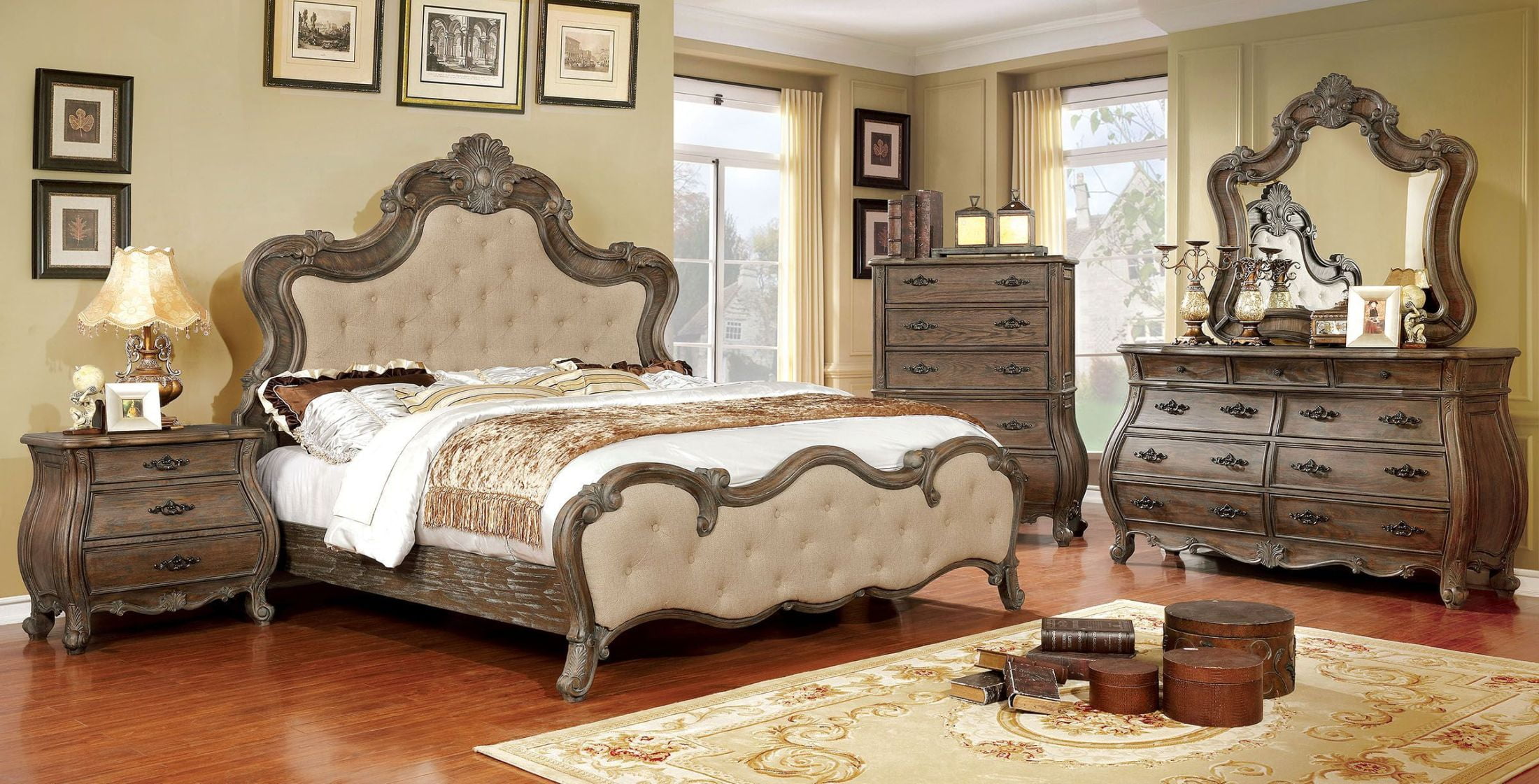 Cursa Rustic Natural Panel Bedroom Set