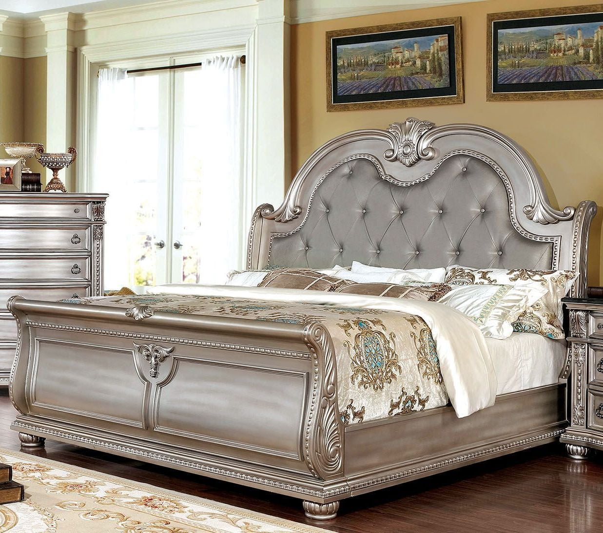 Fromberg Champagne Upholstered Panel Bedroom Set 1stopbedrooms