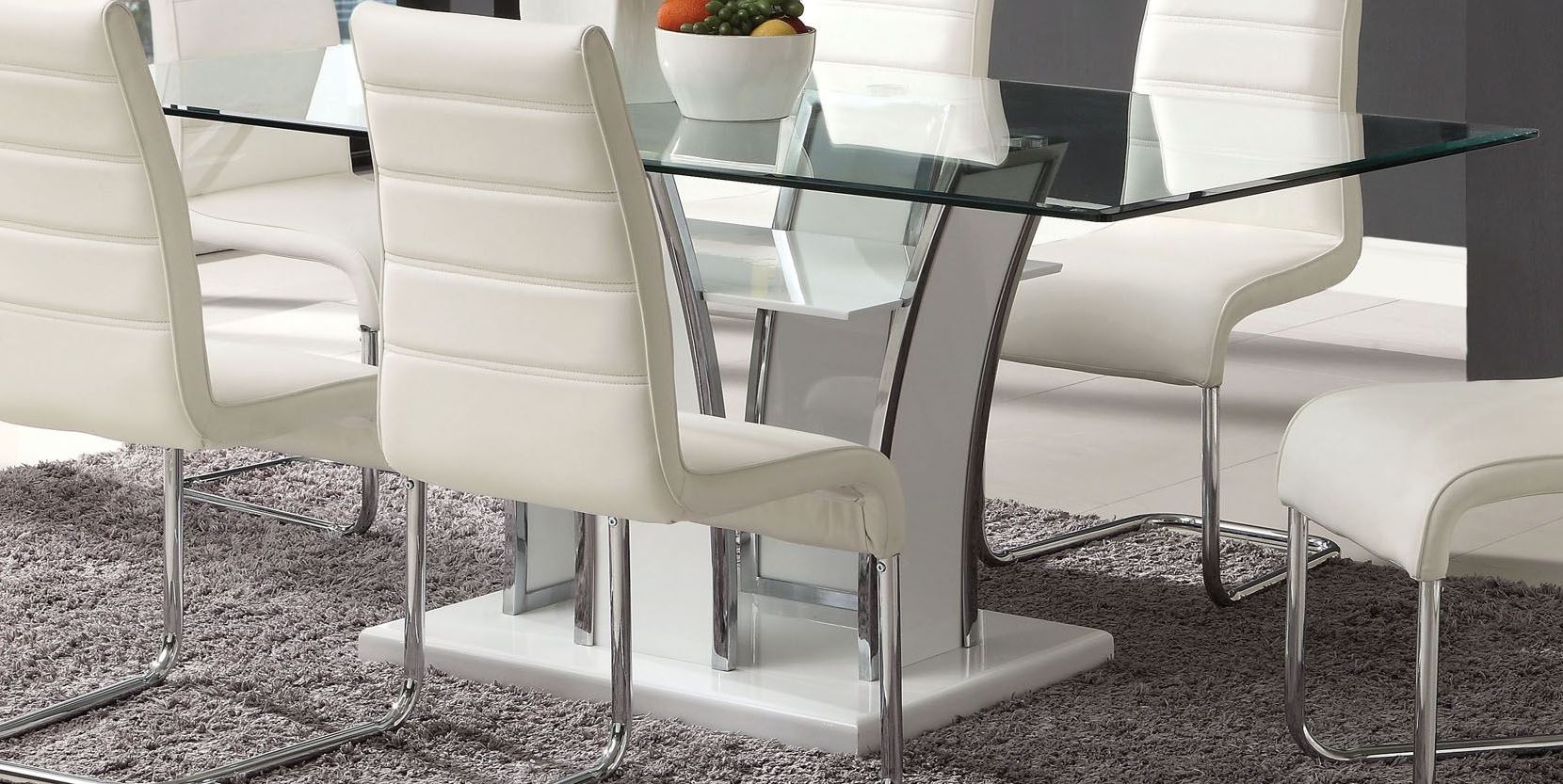 Glenview White Glass Top Dining Room Set 1stopbedrooms