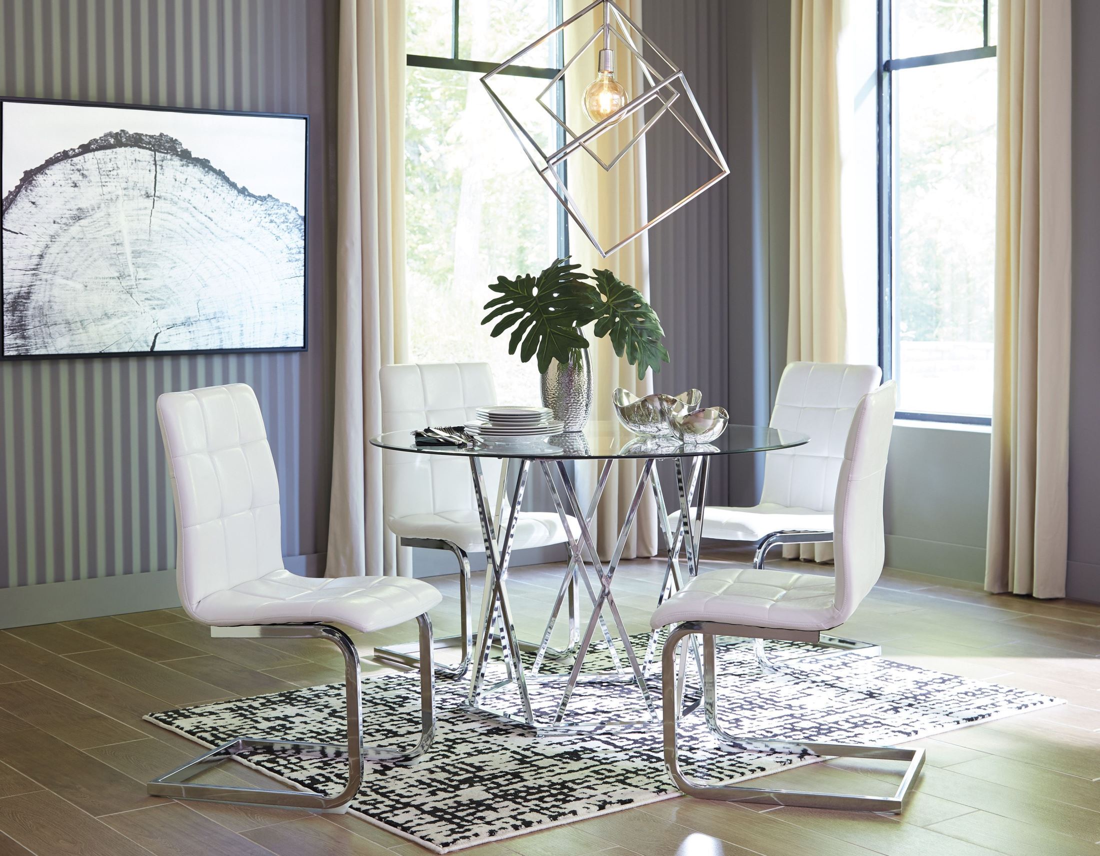 Madanere Silver Round Dining Room Set 1stopbedrooms