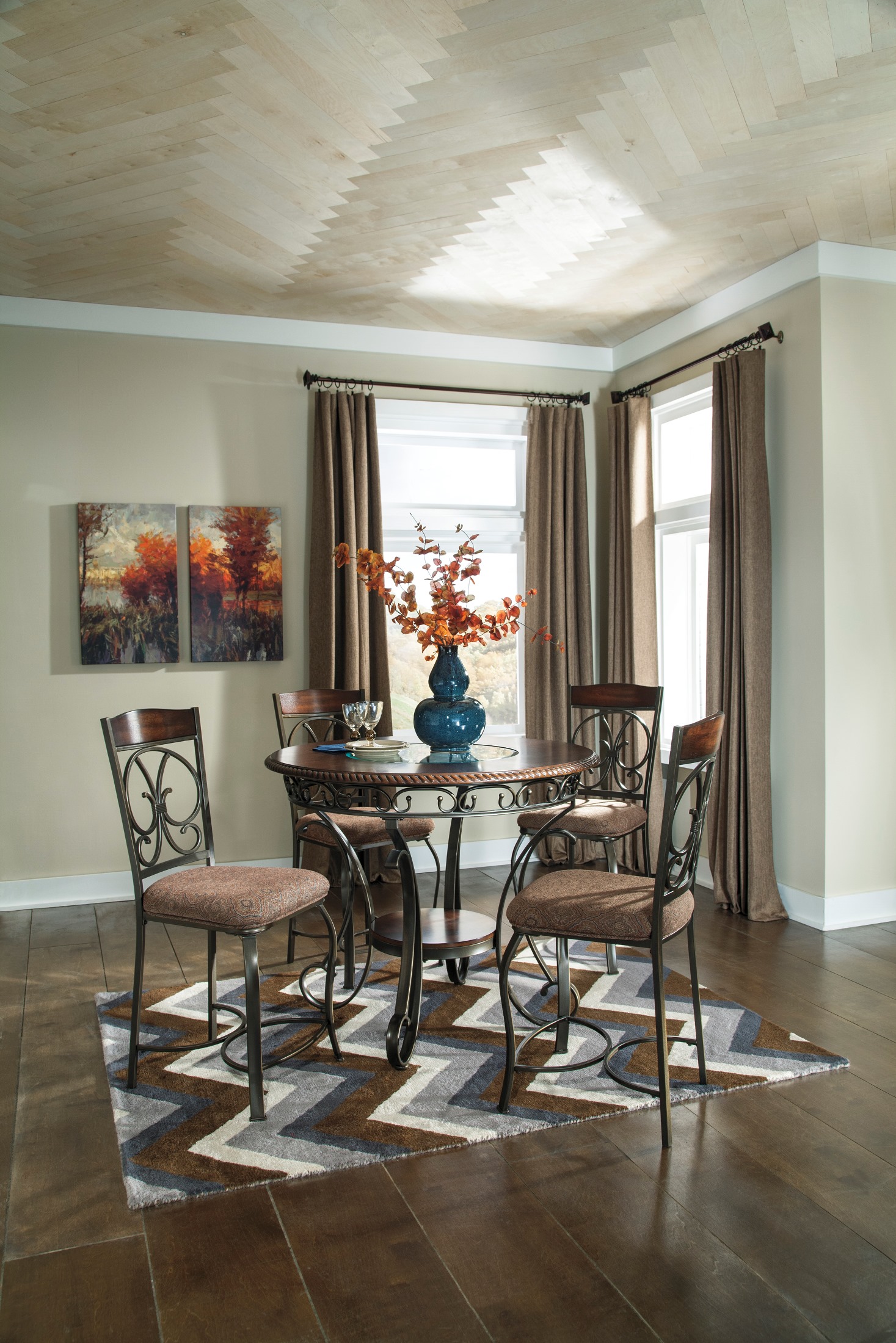 Glambrey Round Dining Room Counter Height Table Set 1stopbedrooms