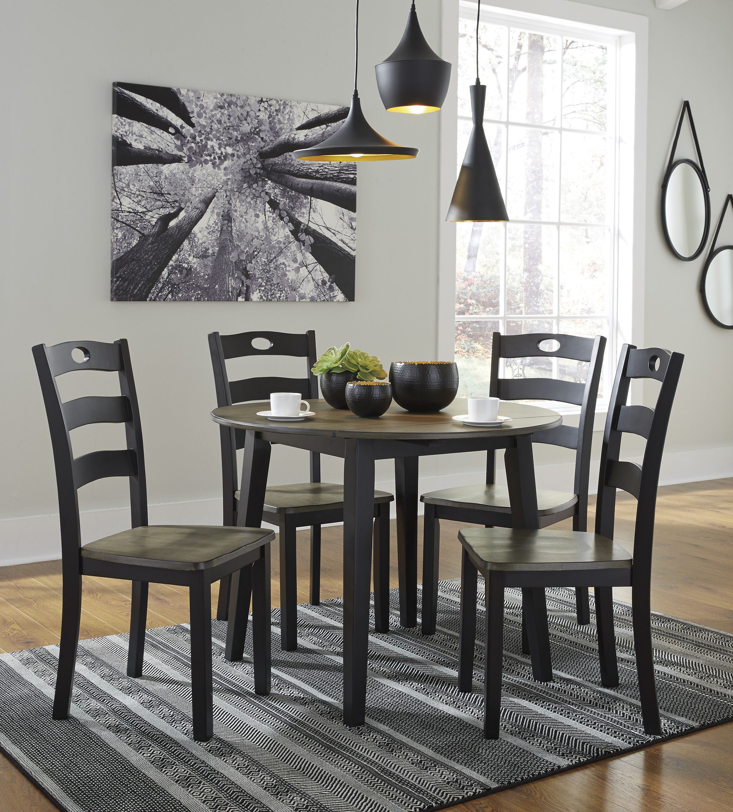 Froshburg Grayish Brown Round Dining Room Set 1stopbedrooms