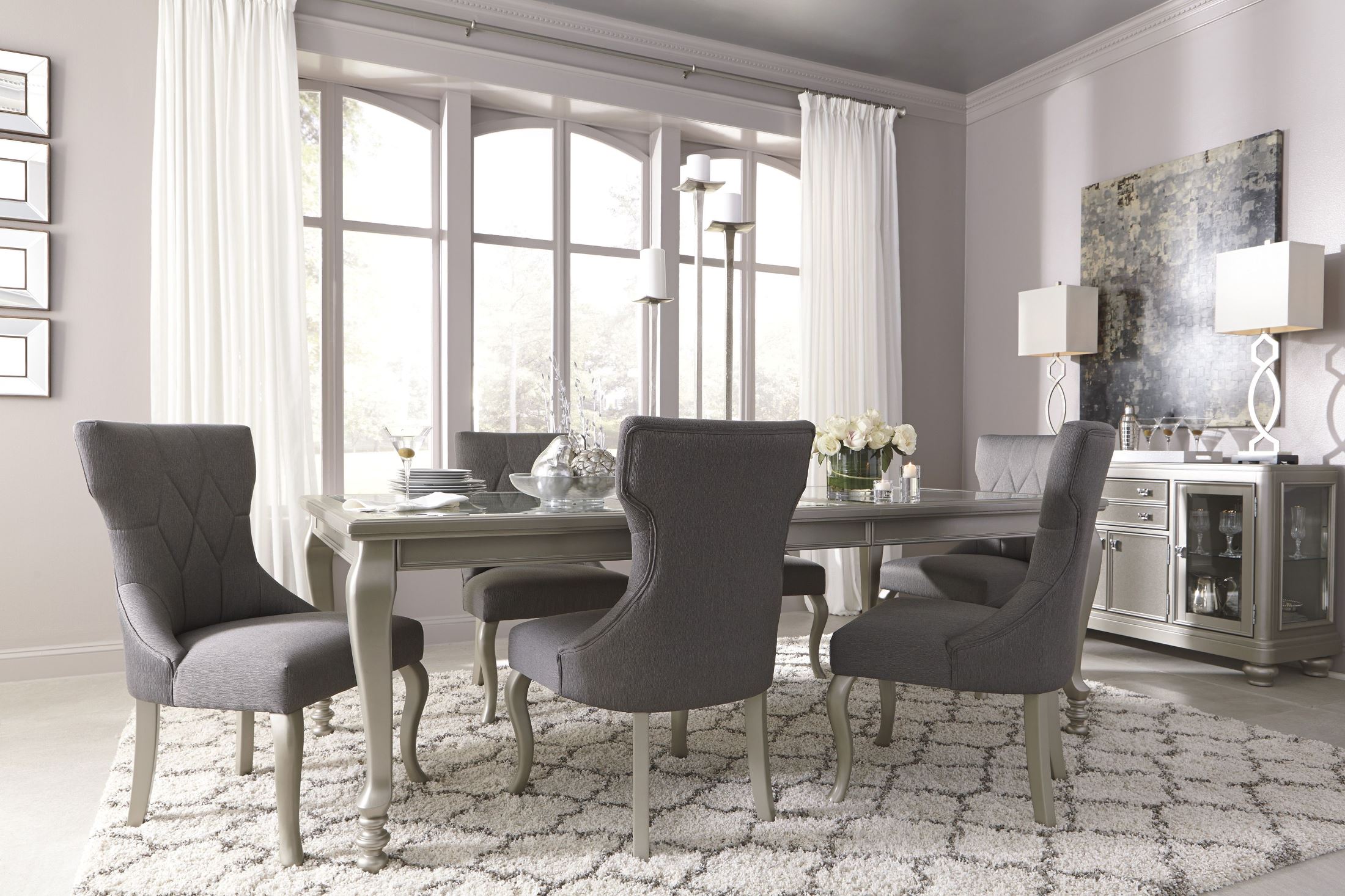 Coralayne Silver Rectangular Extendable Dining Room Set