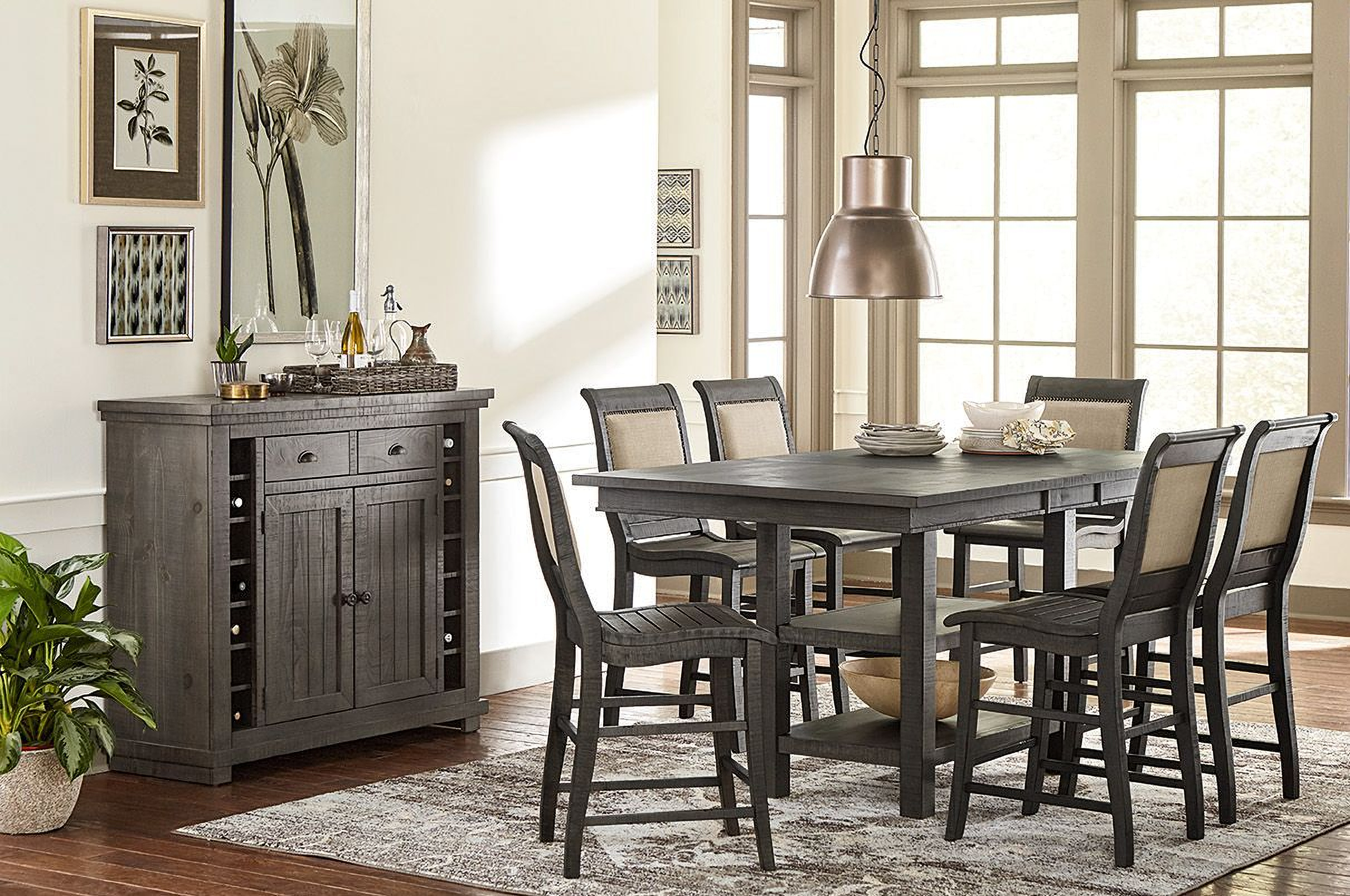 Willow Distressed Dark Gray Rectangular Counter Height Dining Room Rectangular Counter Height Dining Room
