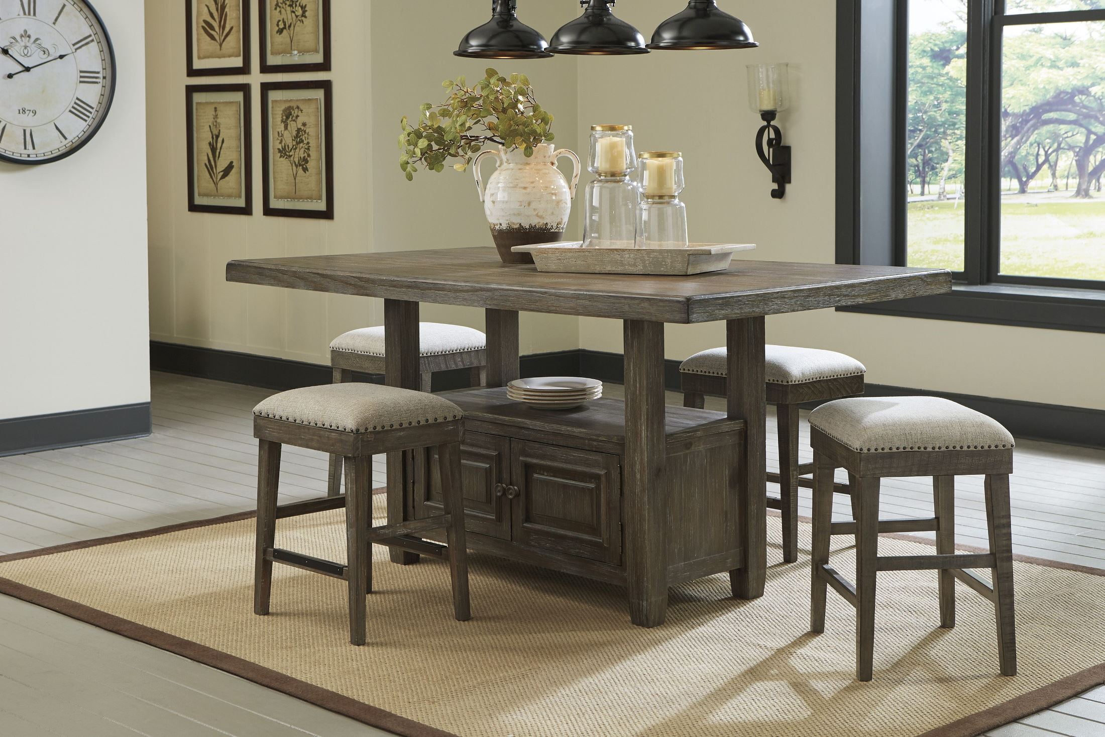 Wyndahl Rustic Brown Counter Height Dining Room Set 1stopbedrooms
