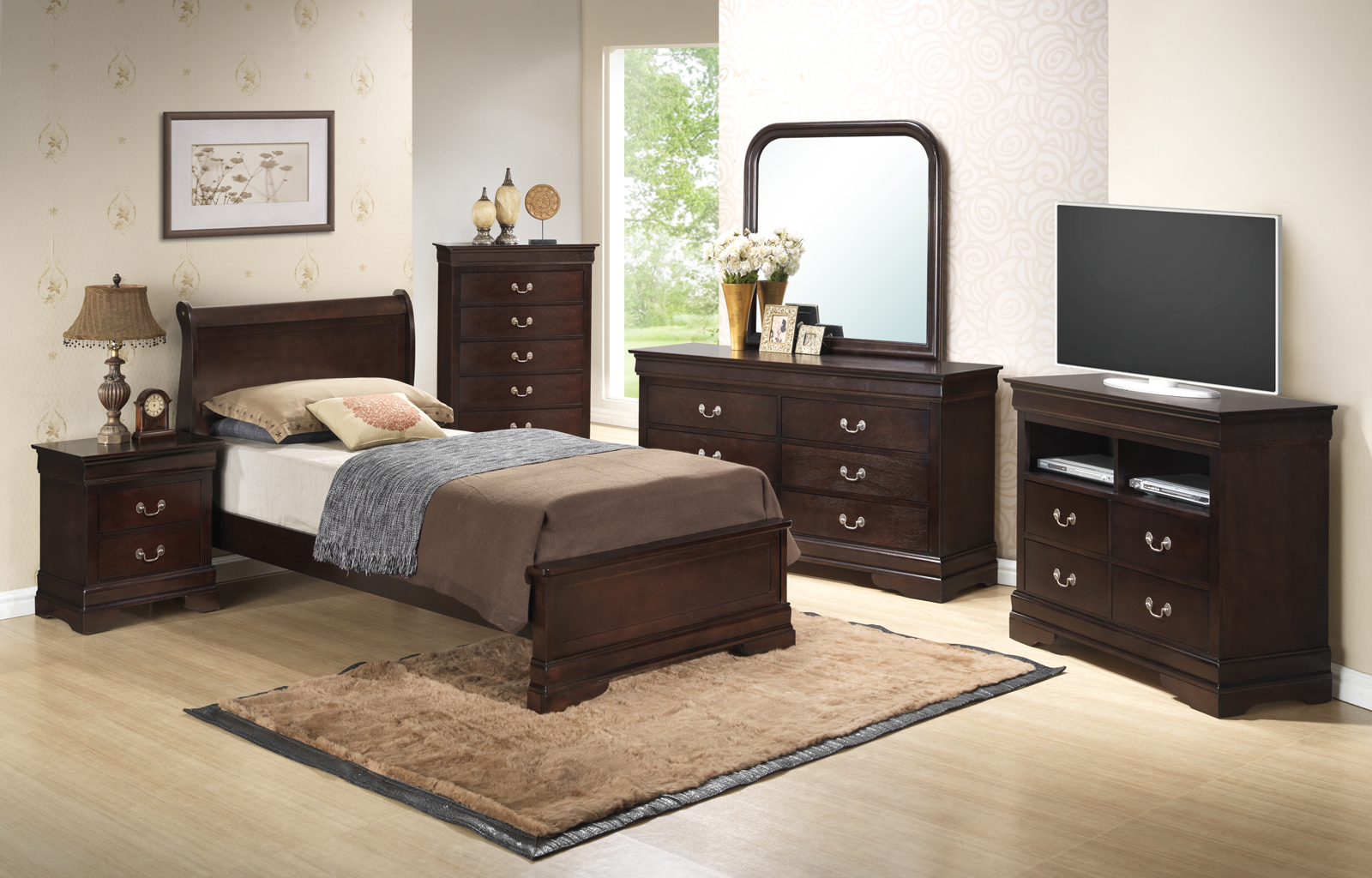 Glory Furniture G3125 Low Profile Bedroom Set In Cappuccino