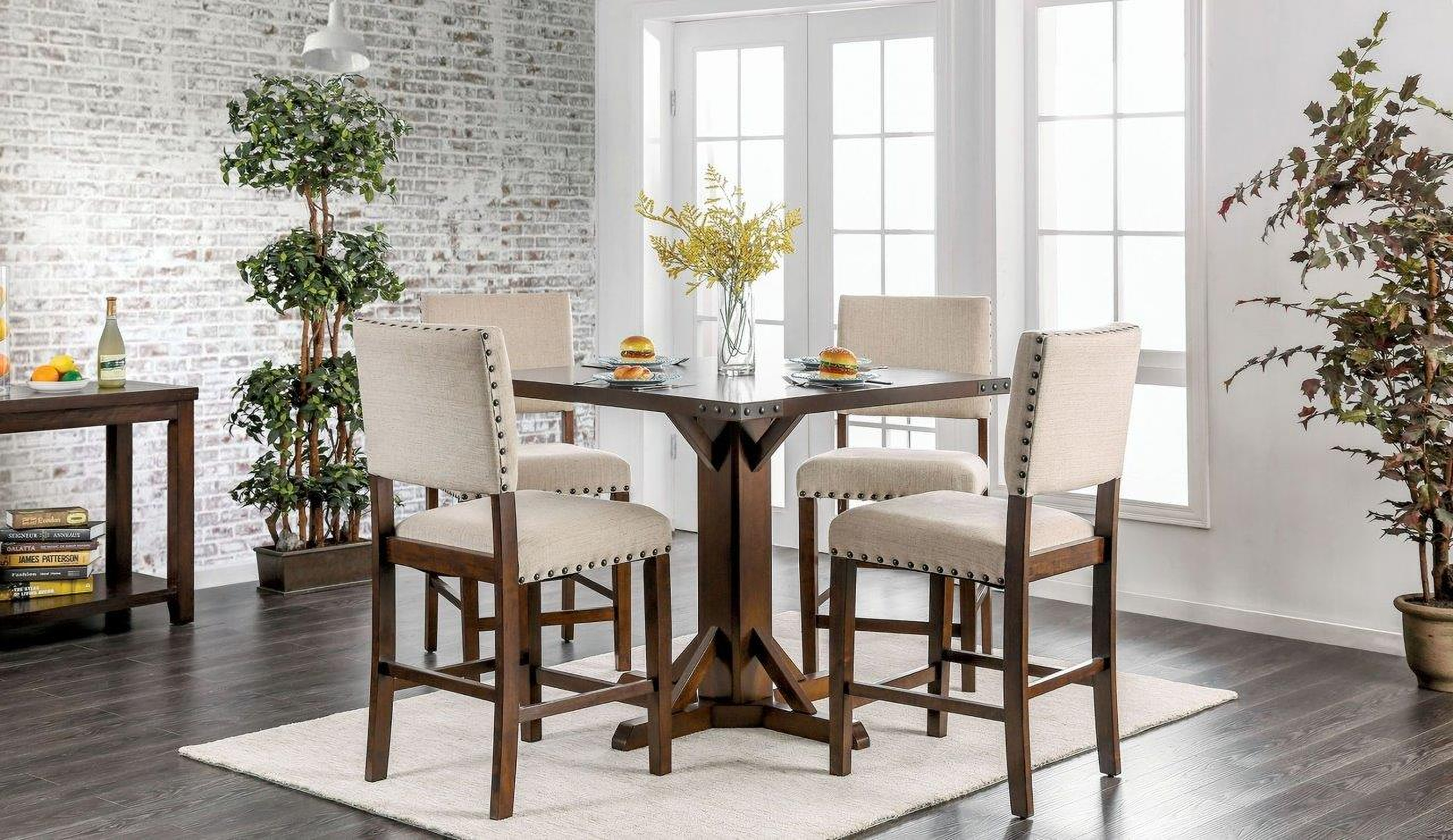 Glenbrook Brown Cherry and Ivory Counter Height Dining Room Set
