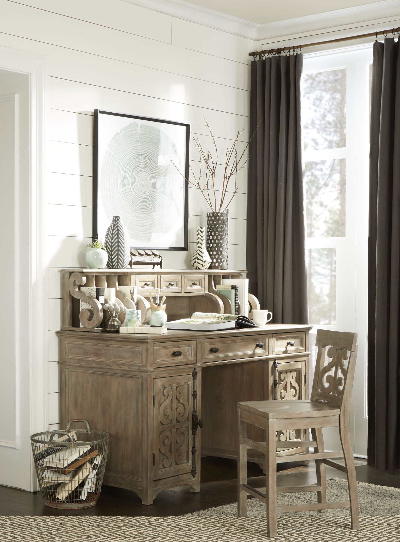 Tinley Park Dove Tail Grey Counter Height Home Office Set Tinley Park Dove Tail Grey Counter