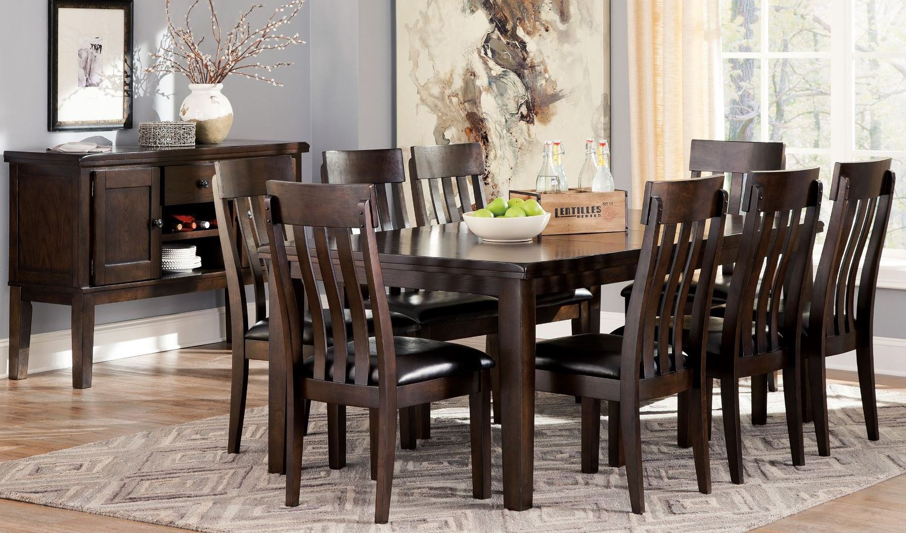 Haddigan Dark Brown Rectangular Extendable Dining Room Set