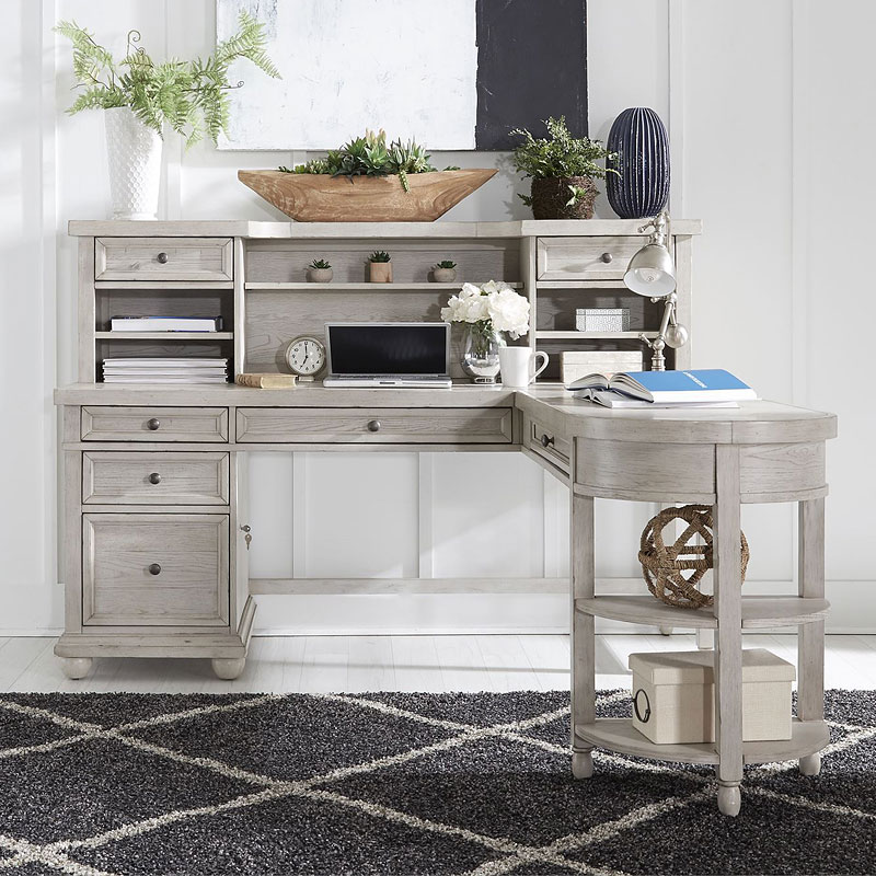Harvest Home L Shaped Office Set W Hutch Cottonfield White Office Set W Hutch Cottonfield White