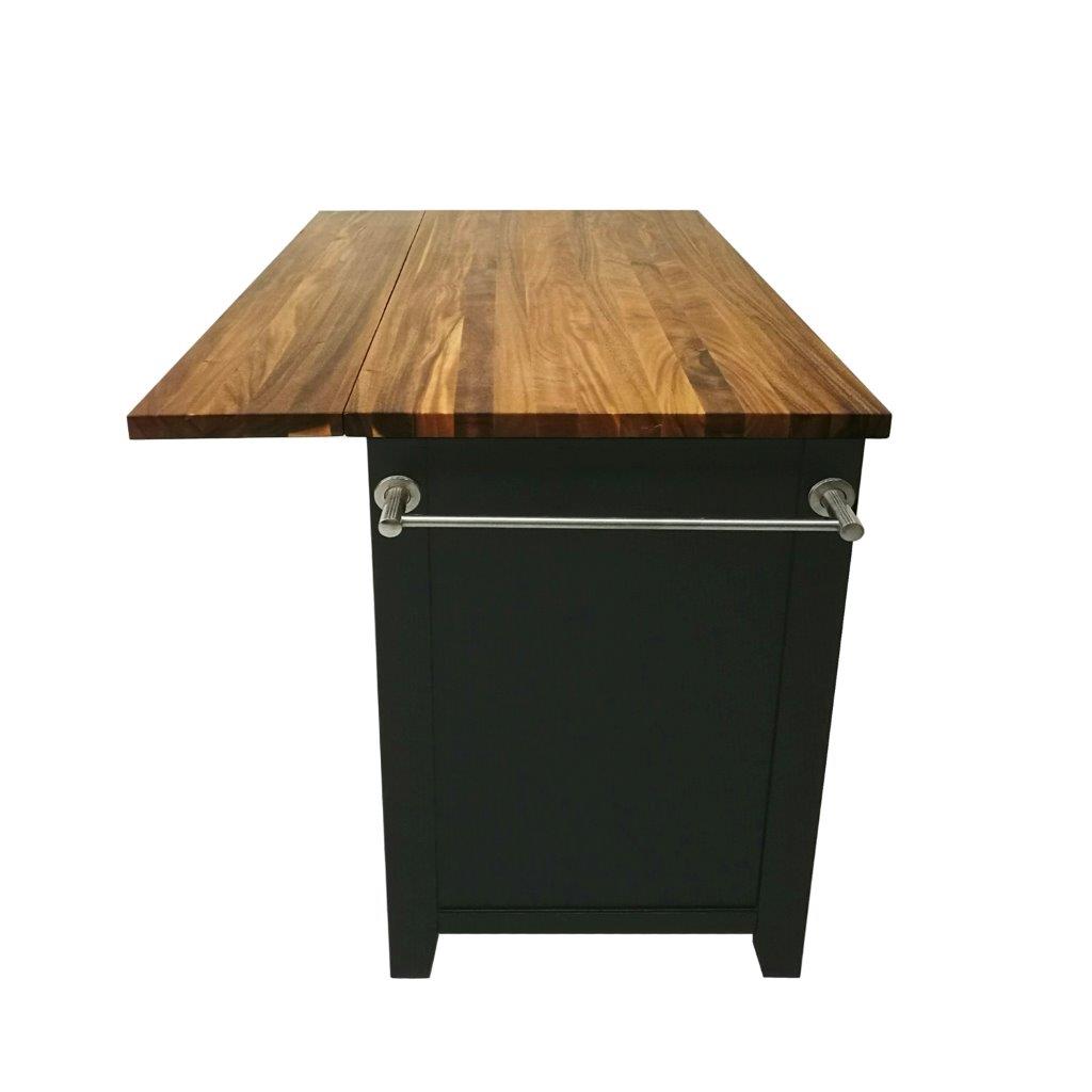 Hilton Black Counter Height Extendable Kitchen Island Set 1stopbedrooms