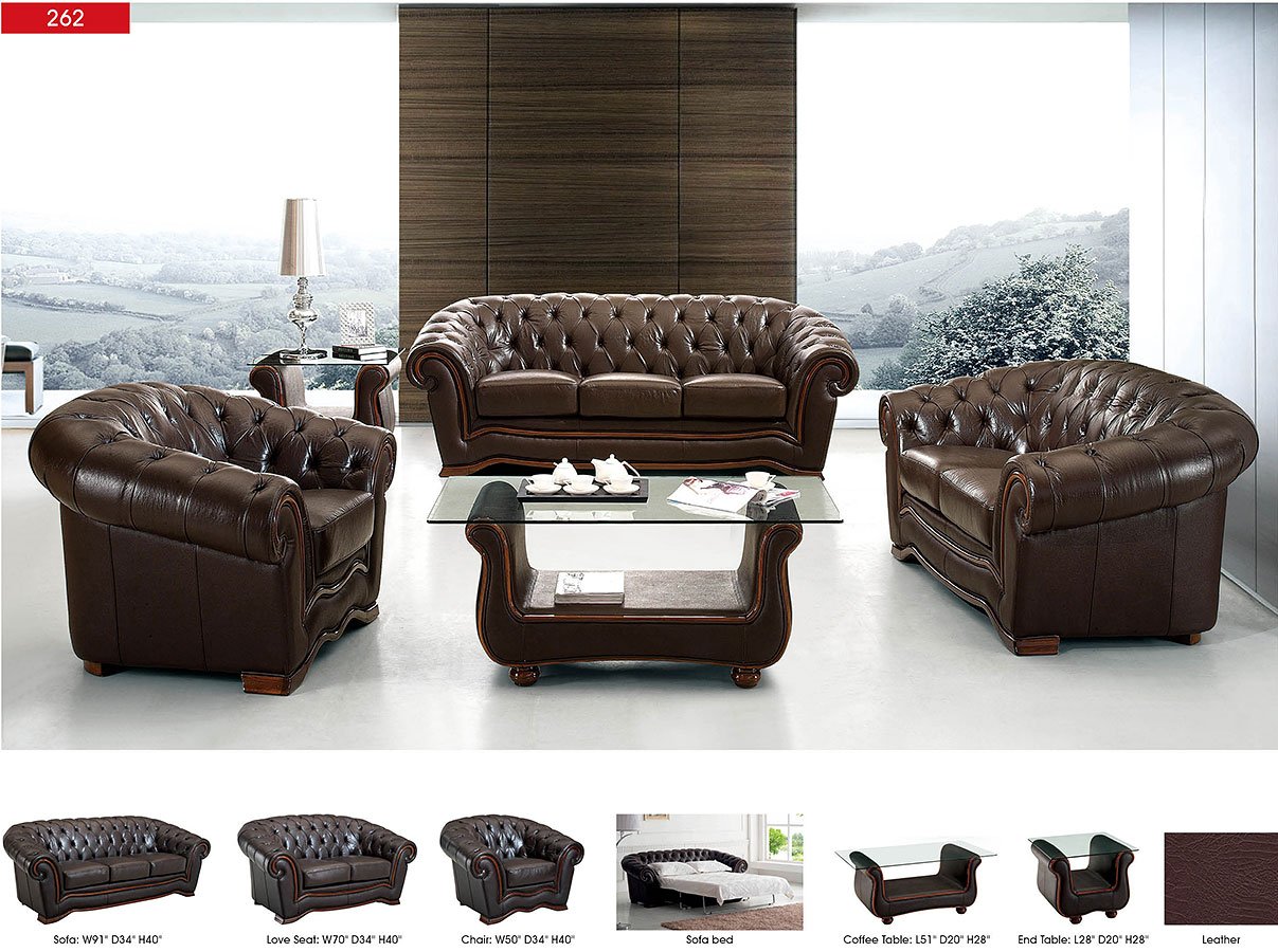 262 Brown Leather Living Room Set - 1StopBedrooms.