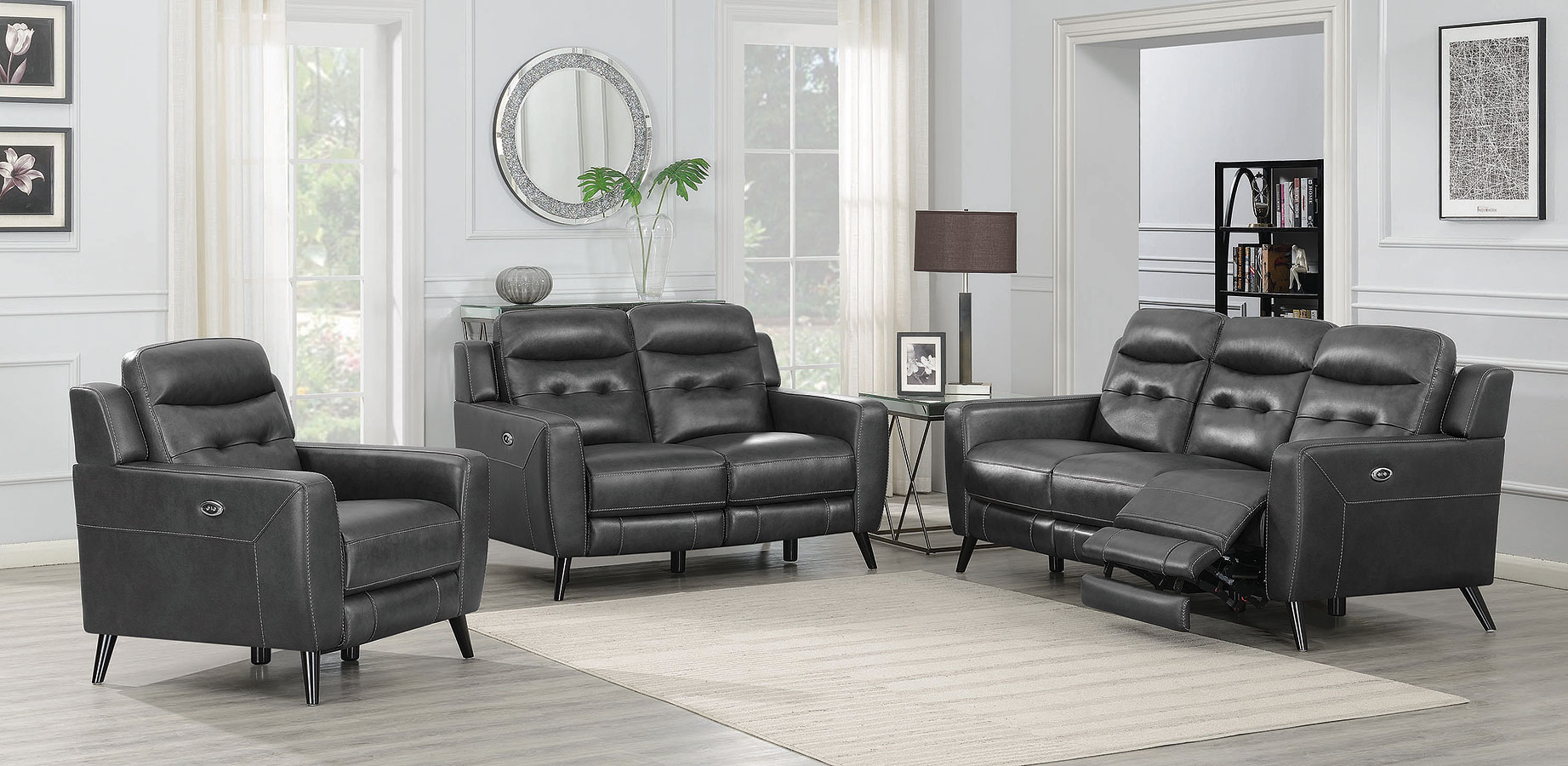 Lantana Power Reclining Living Room Set Charcoal 1stopbedrooms