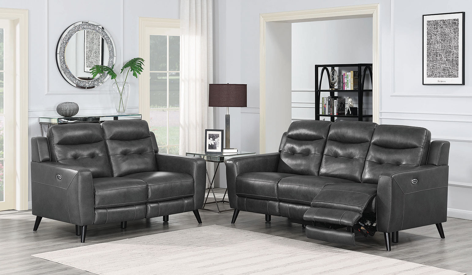 Lantana Power Reclining Living Room Set Charcoal 1stopbedrooms