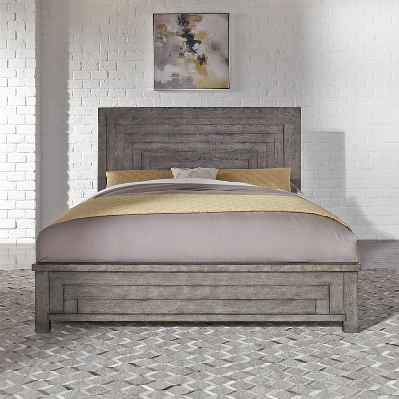 Modern Farmhouse Distressed Dusty Charcoal Panel Bedroom Set 1stopbedrooms