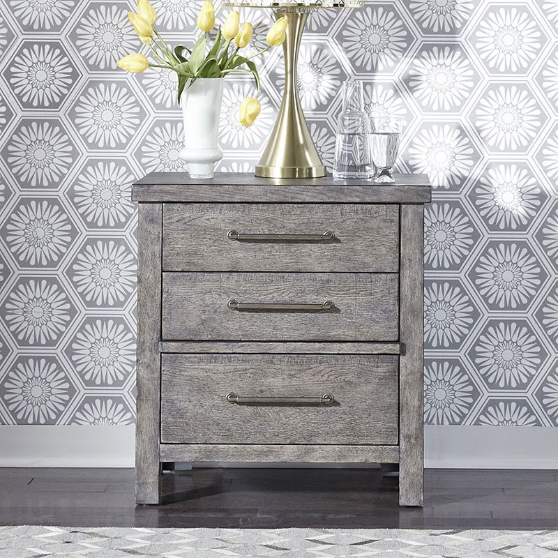 Modern Farmhouse Distressed Dusty Charcoal Platform Storage