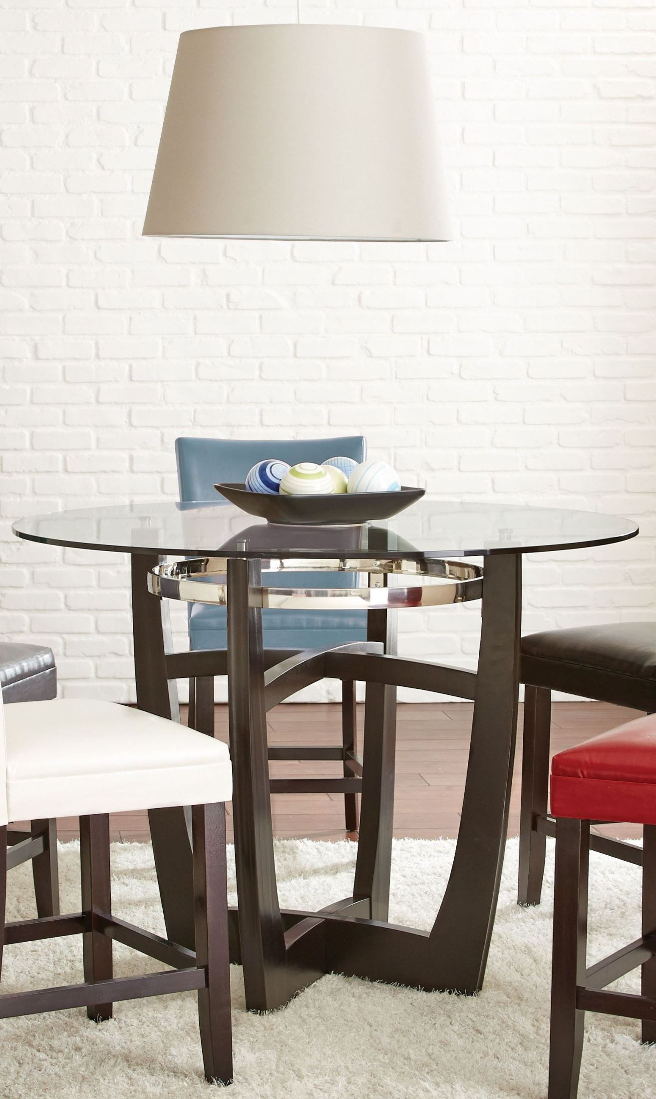 Matinee Glass Top Round Counter Height Dining Table 1stopbedrooms
