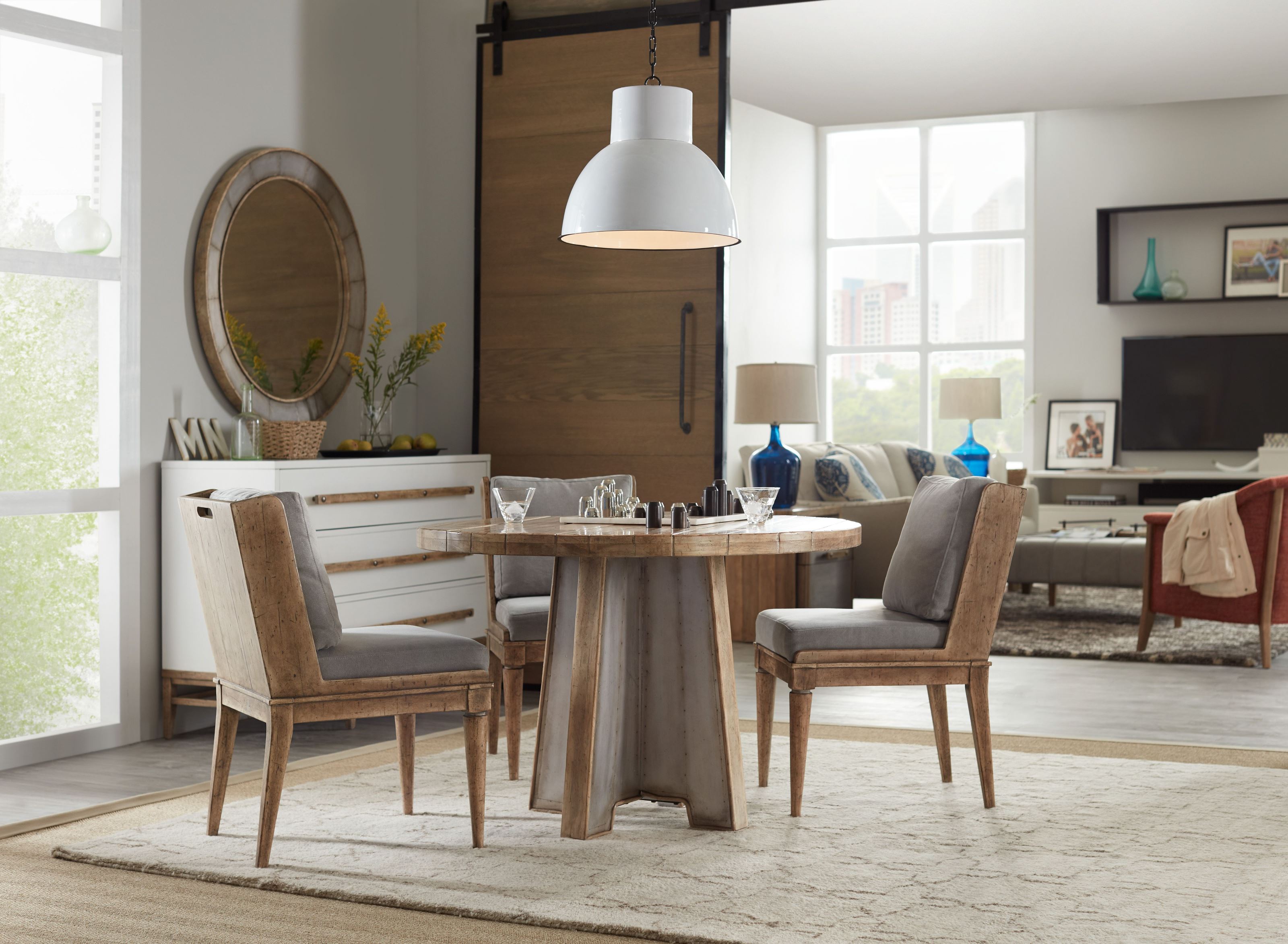 Urban Elevation Light Wood 44 Round Metal Dining Room Set