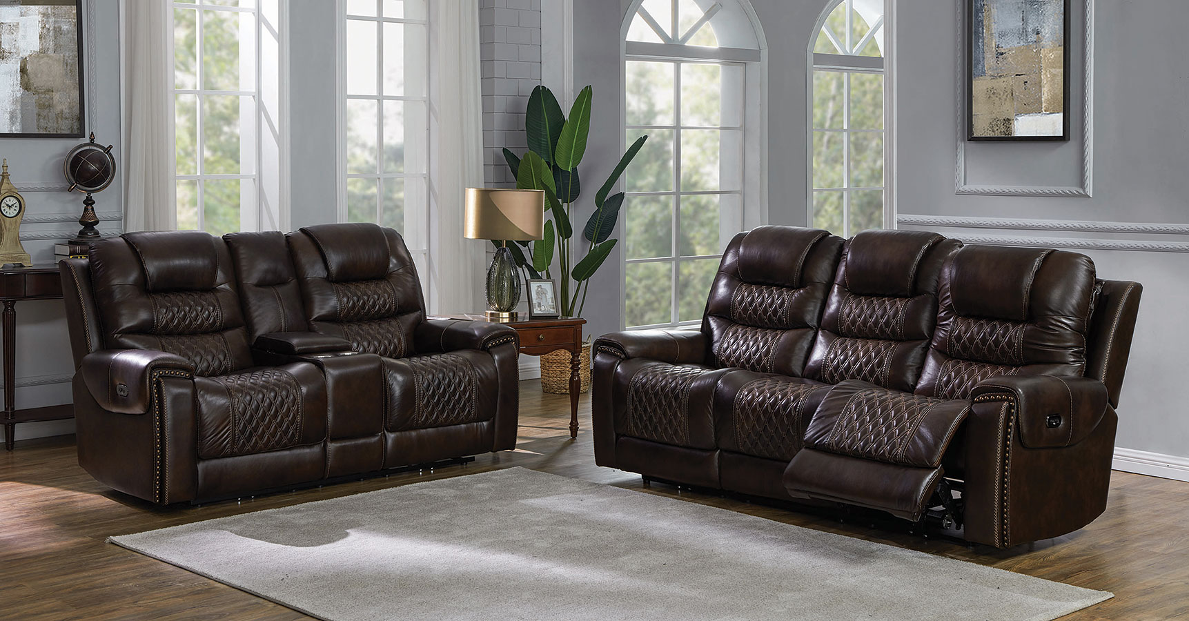 North Dark Brown Power Reclining Power Headrest Living Room Set 1stopbedrooms