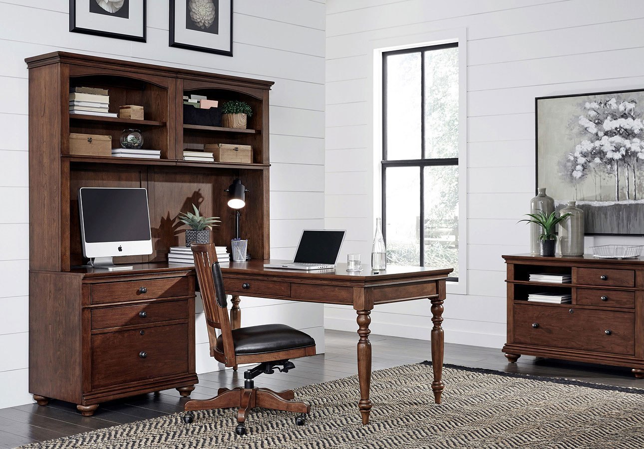 Oxford Modular Office Desk Wall Set Whiskey Brown 1stopbedrooms
