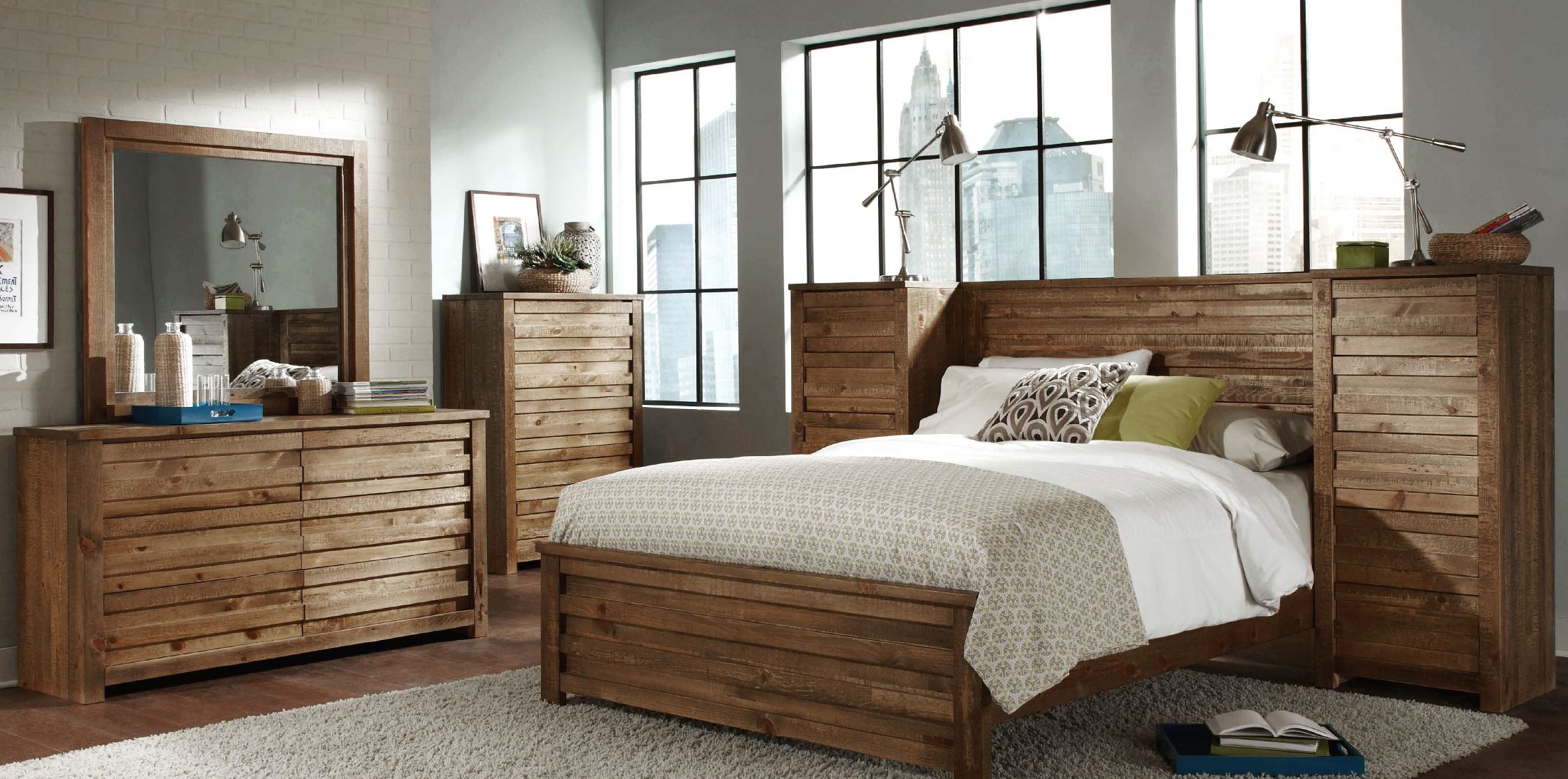 Melrose Driftwood Panel Bedroom Set