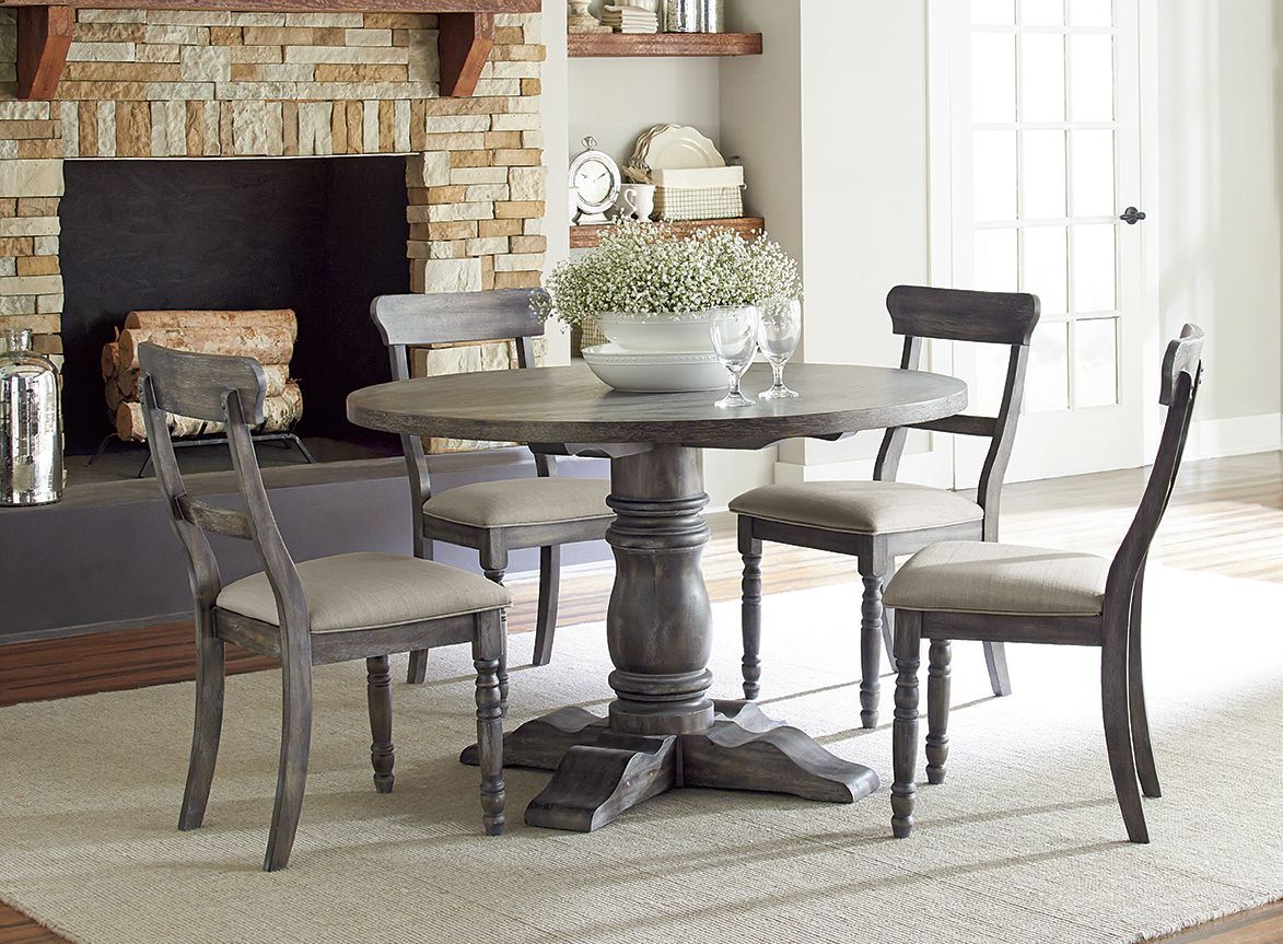 Progressive Furniture Muses Dove Grey Round Dining Room Set Muses Dove Grey Round Dining Room Set