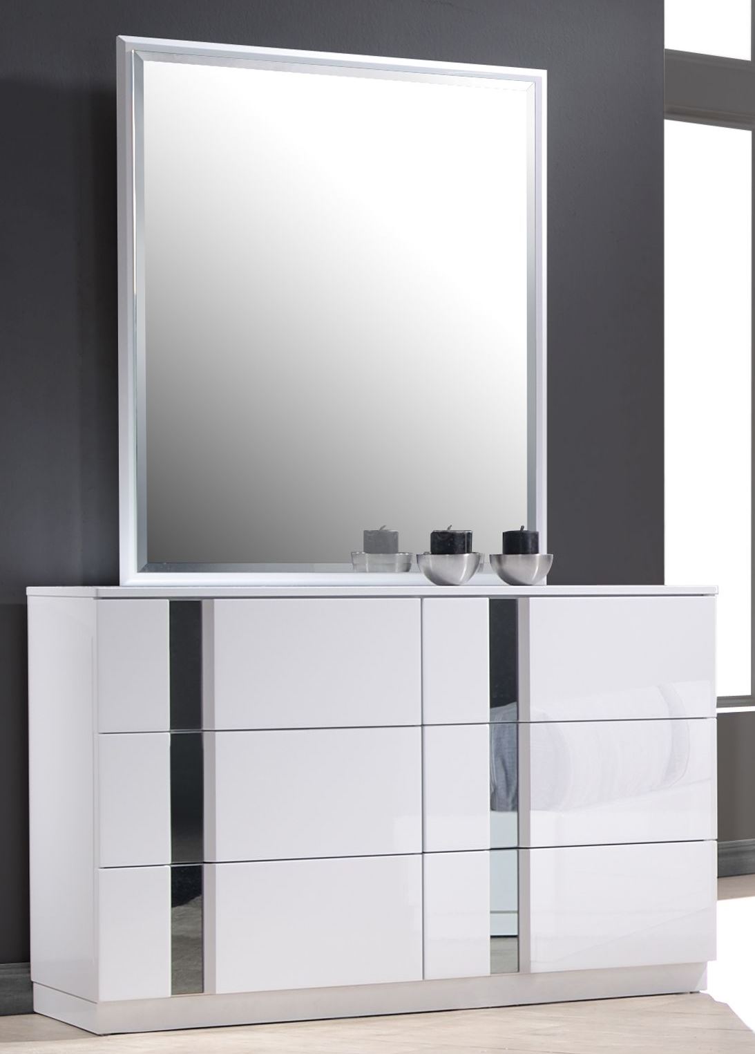 Palermo White Lacquer Dresser Mirror 1stopbedrooms