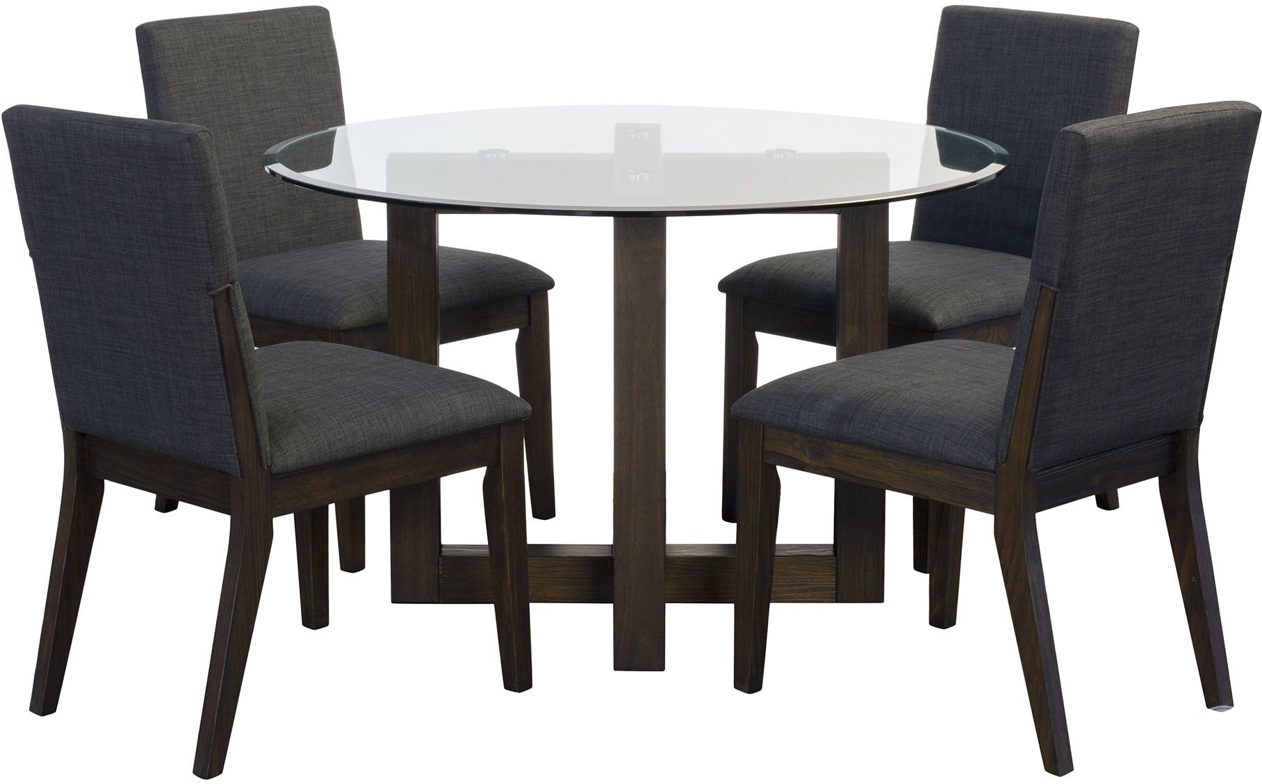 Palm Canyon Carob Brown Round Glass Top Dining Room Set