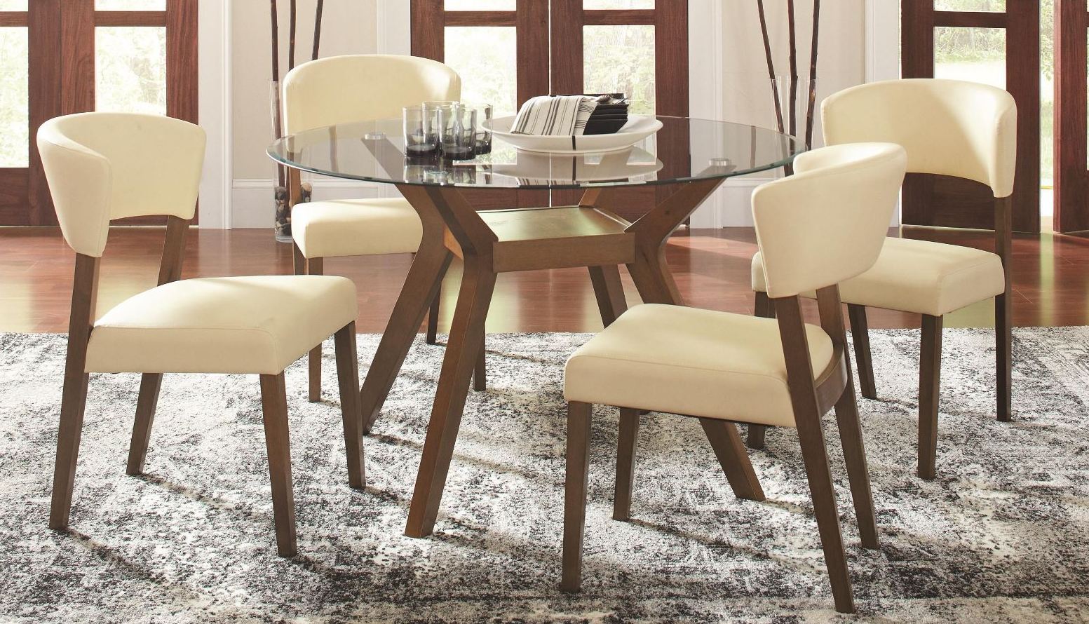 Paxton Round Glass Dining Room Set 1stopbedrooms
