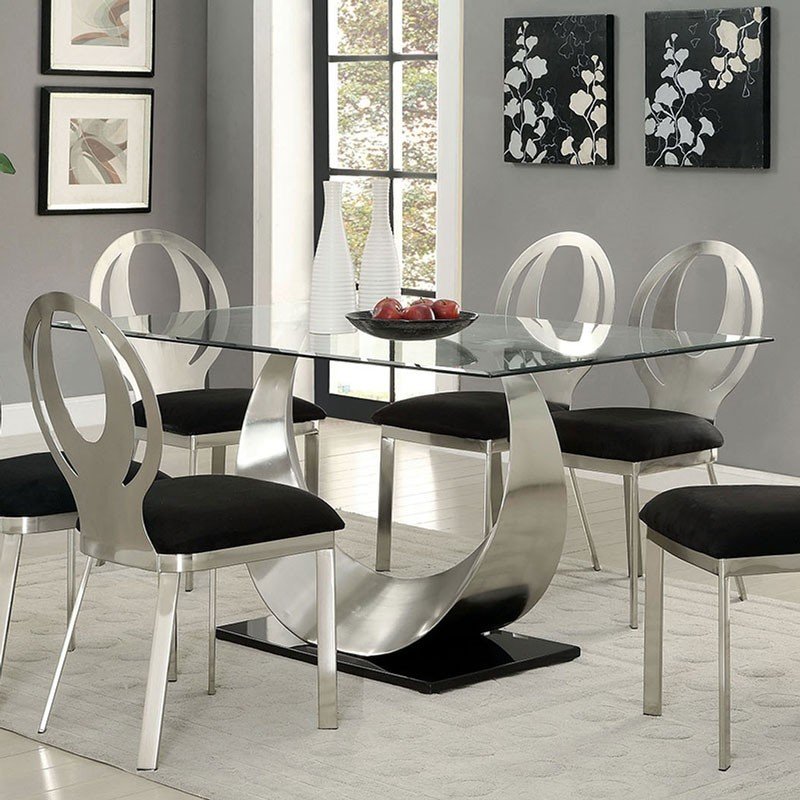Orla Silver And Black Rectangular Dining Room Set 1stopbedrooms