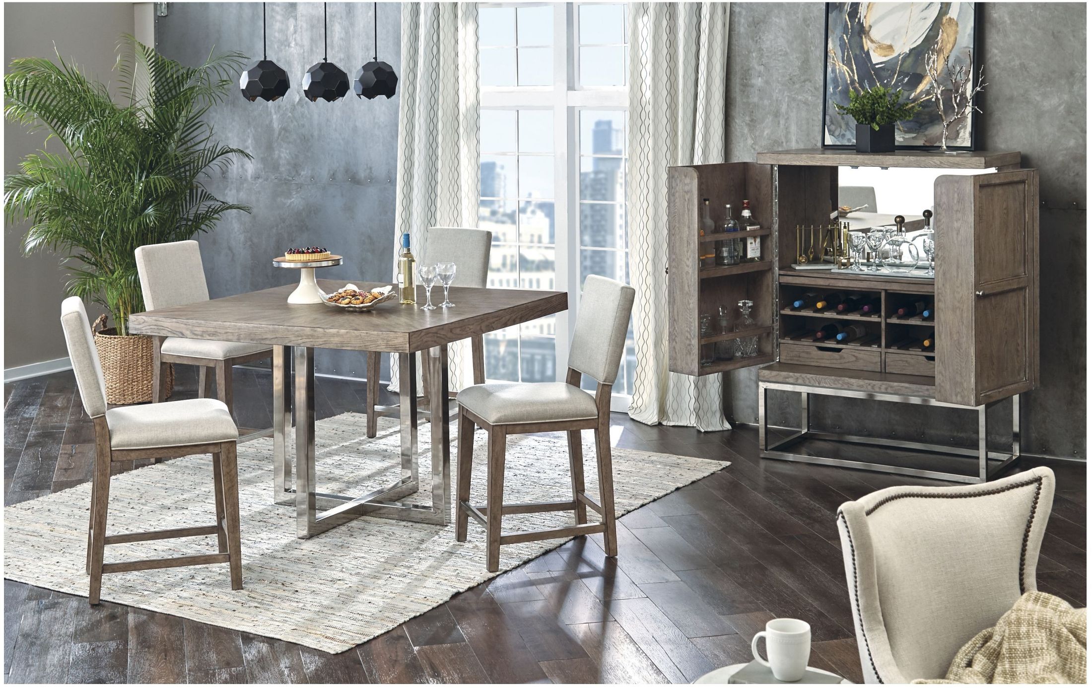 Highland Park Aged Light Brown Gathering Dining Room Set