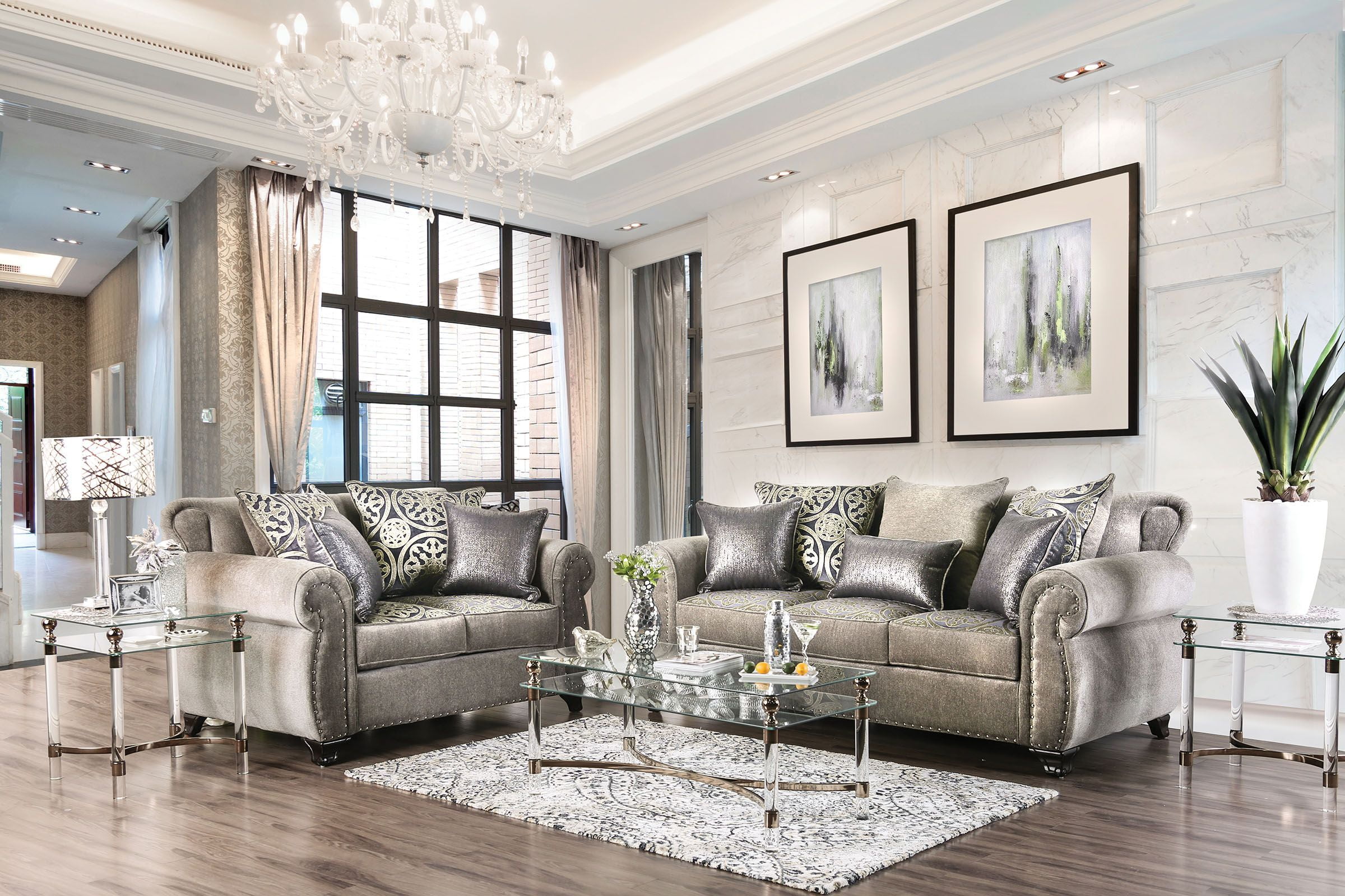Sinatra Silver Living Room Set 1stopbedrooms