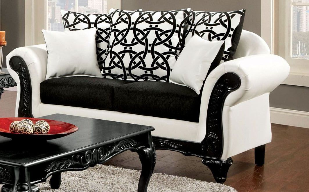 Dolphy Black And White Leatherette Living Room Set 1stopbedrooms